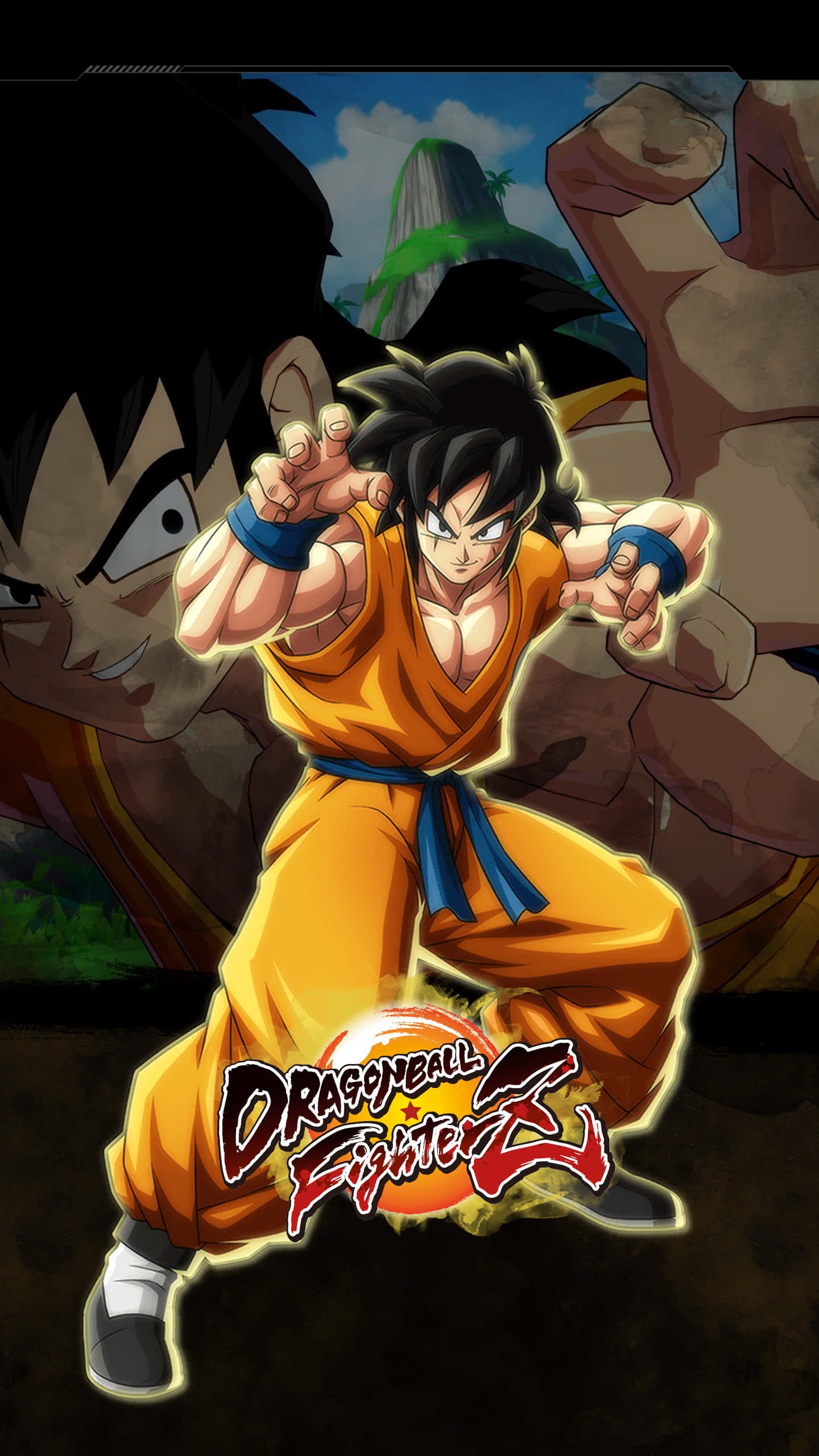 Yamcha, orange gi, rocky jungle backdrop, 2K Phone Wallpaper