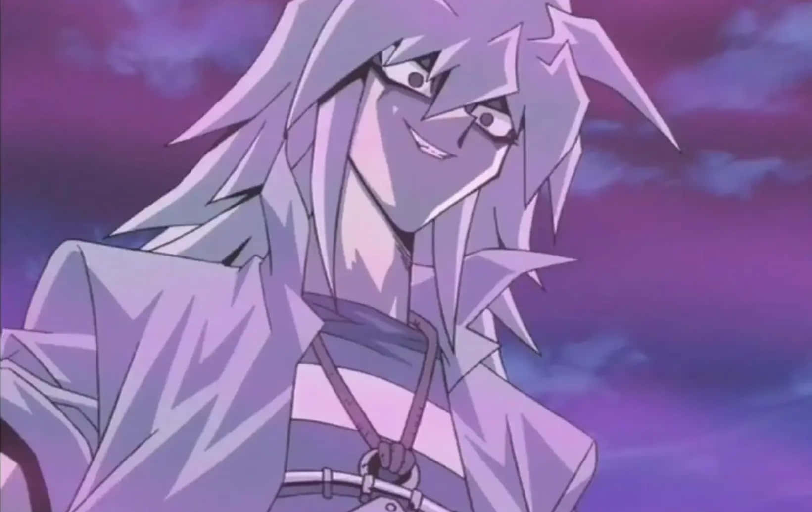 Yami Bakura, vibrant purple twilight sky, sharp-haired anime character, HD Desktop Wallpaper