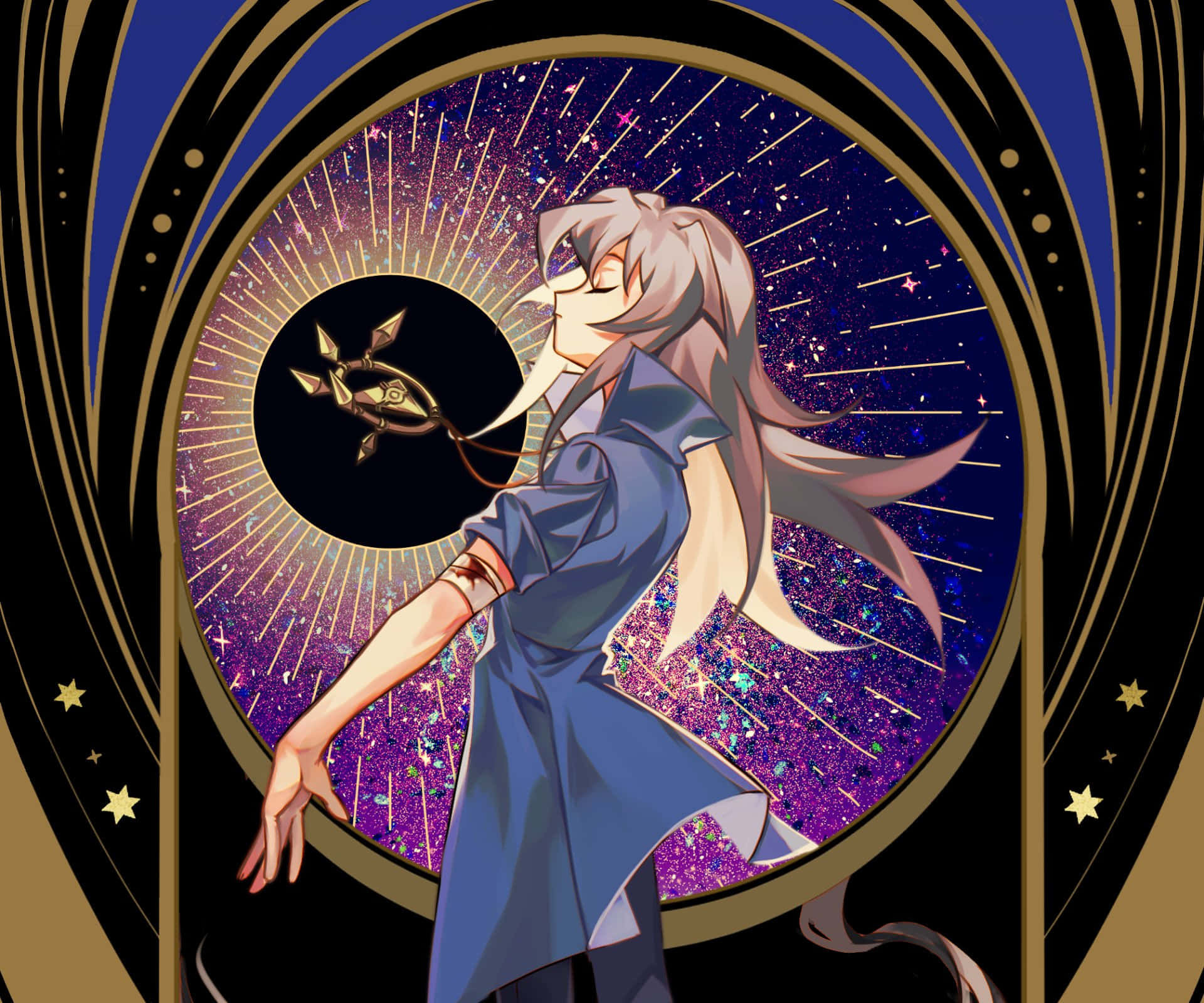 Yami Bakura, silver hair, blue coat, Full HD Desktop Wallpaper