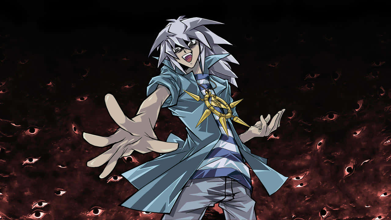 Yami Bakura, spiky silver hair, blue outfit, HD Desktop Wallpaper