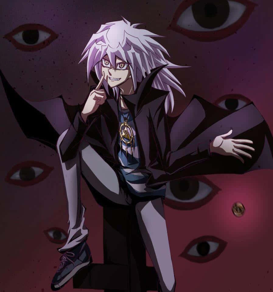 Yami Bakura, spiky-haired anime character, purple eyes, SD Phone Wallpaper