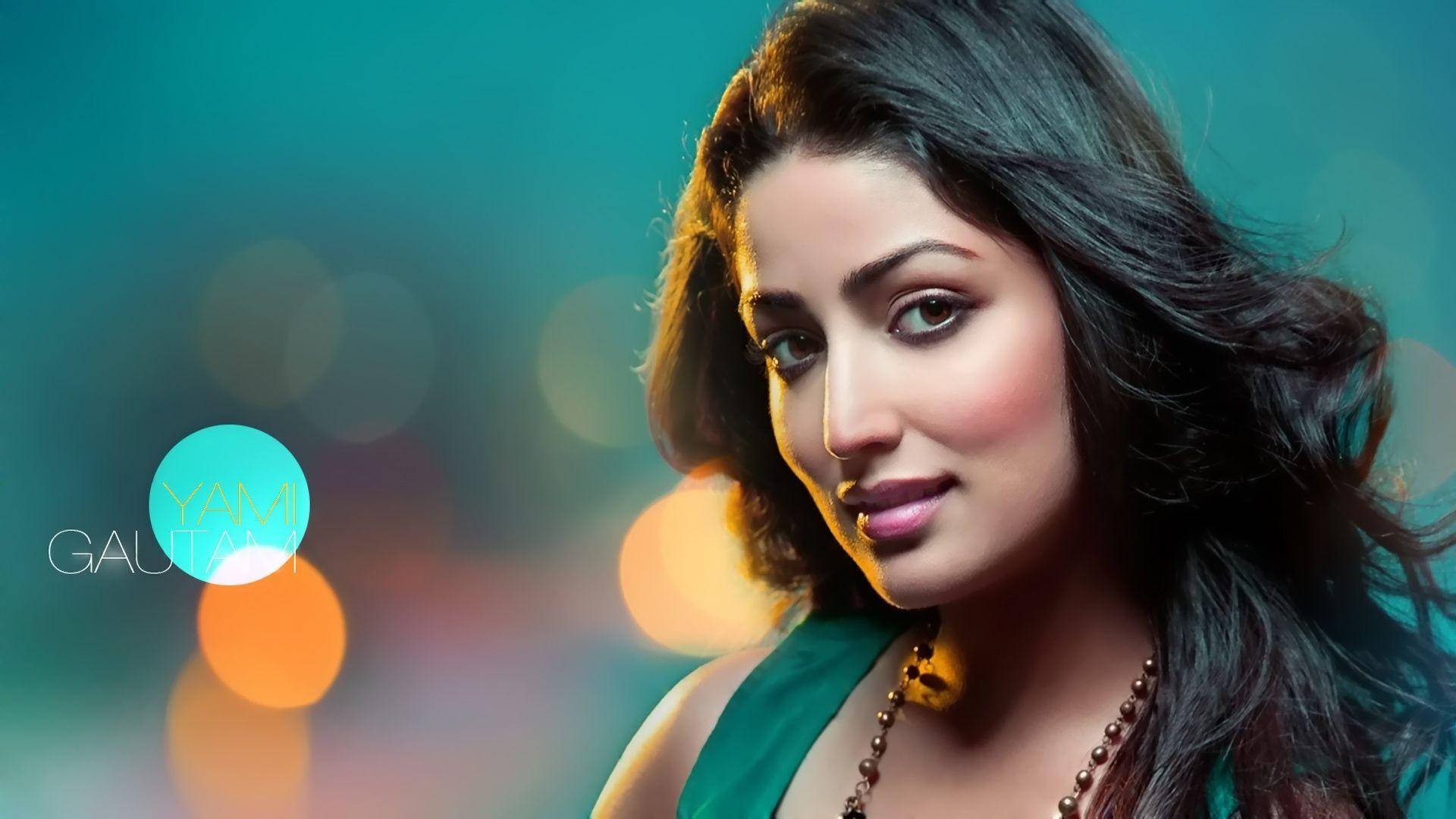 Yami Gautam, dark wavy hair, green top, Full HD Desktop Wallpaper