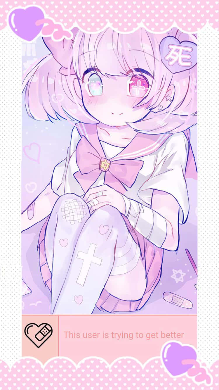 Yami Kawaii, pink hair, pink eyes, HD Phone Wallpaper