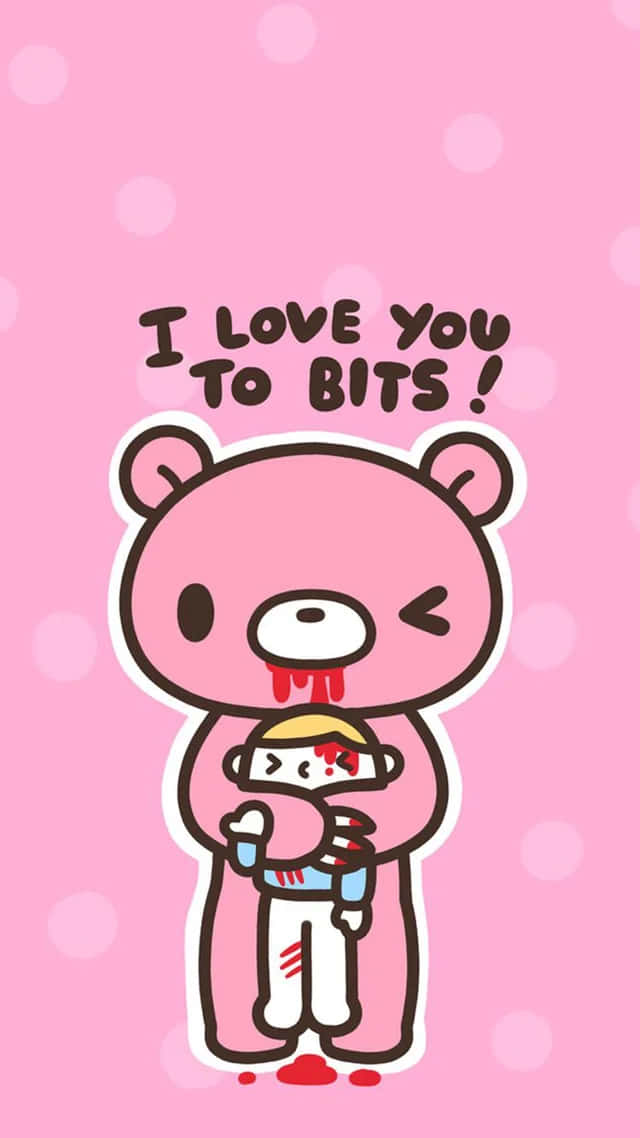 Yami Kawaii, pink cartoon bear, smaller character, SD Phone Wallpaper
