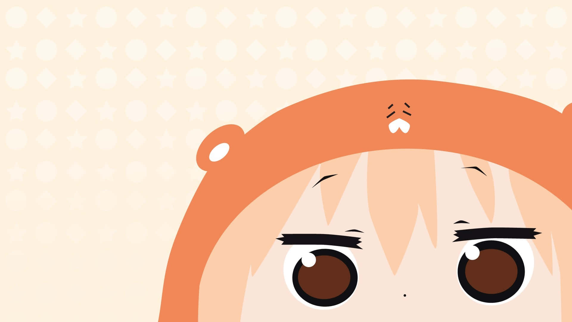 Yami Kawaii, big brown eyes, orange bear hat, Full HD Desktop Wallpaper