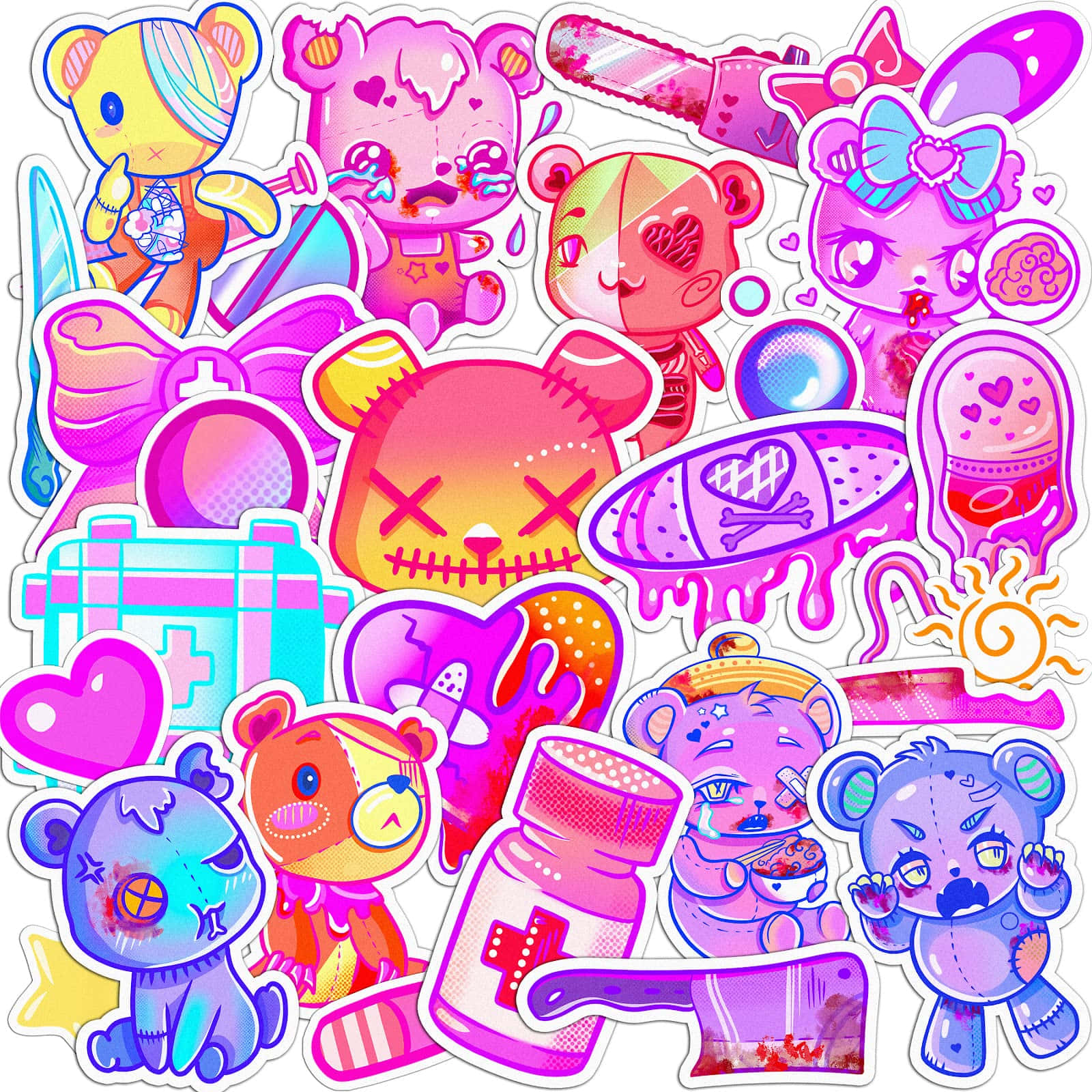 Yami Kawaii, kawaii-style stickers, cute bears, HD Desktop Wallpaper