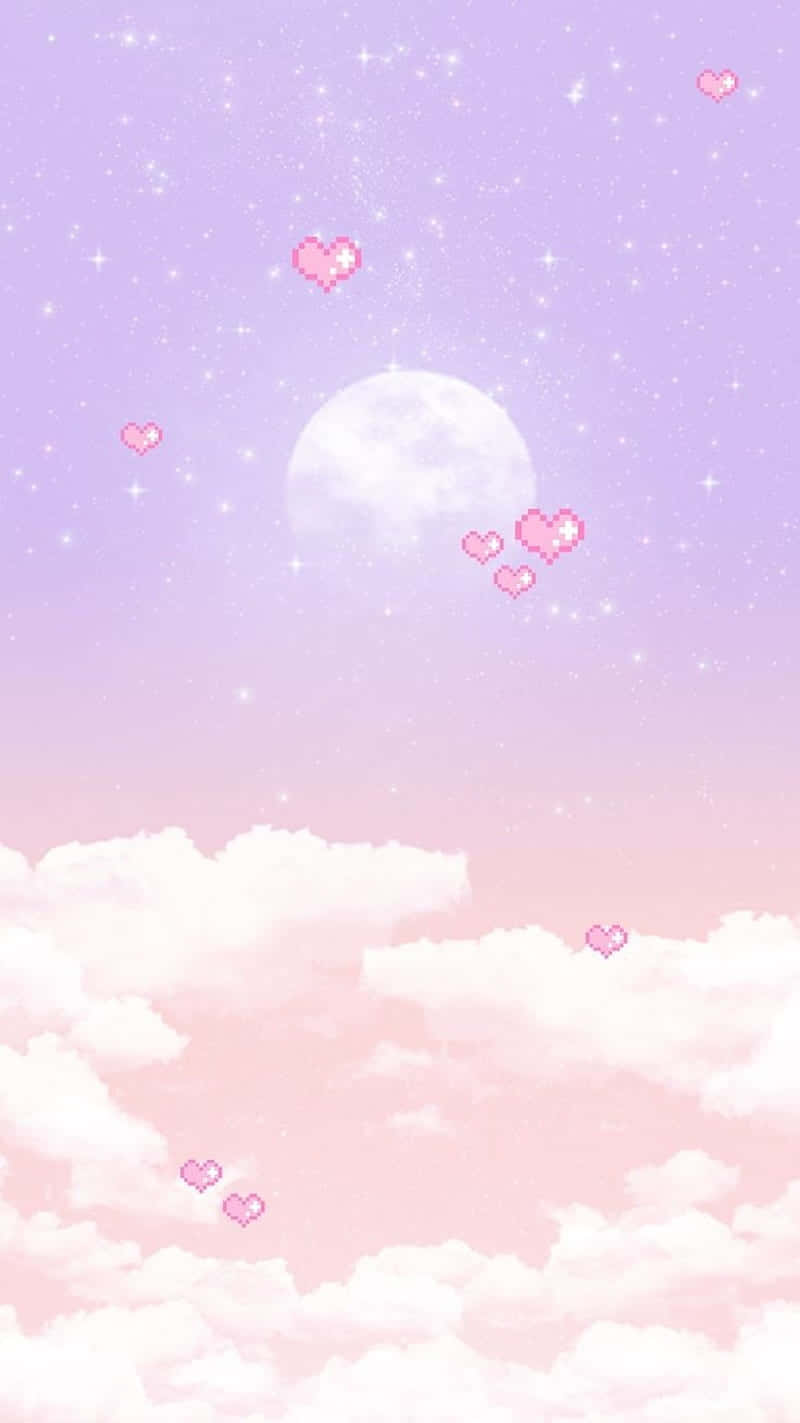 Yami Kawaii, pastel sky, full moon, HD Phone Wallpaper