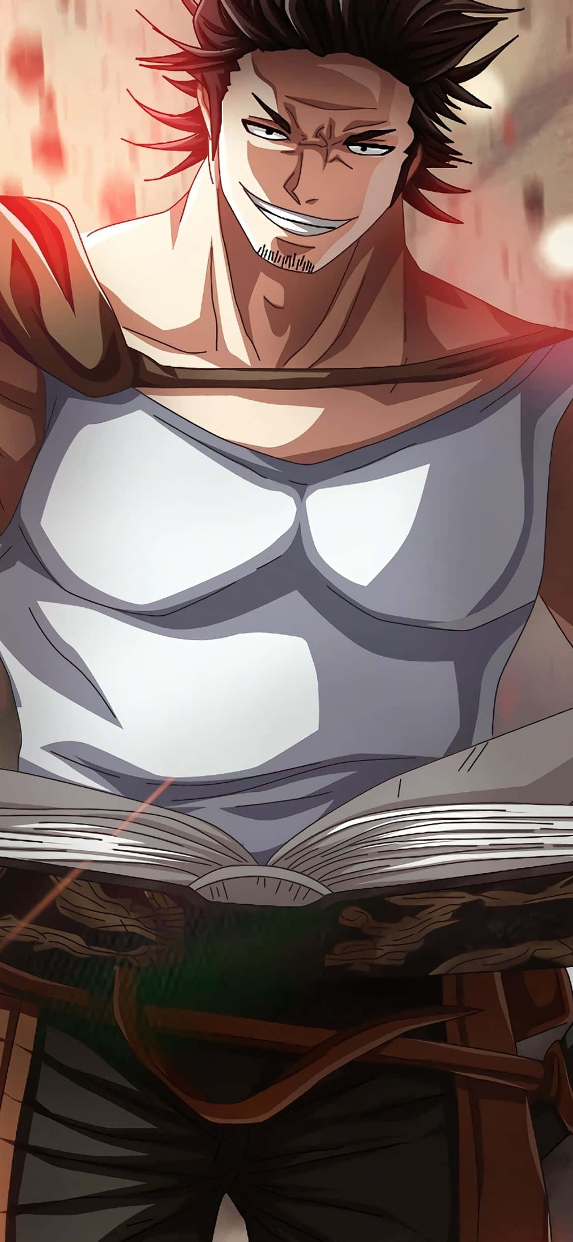 Yami Sukehiro, spiky red hair, muscular anime man, Full HD Phone Wallpaper