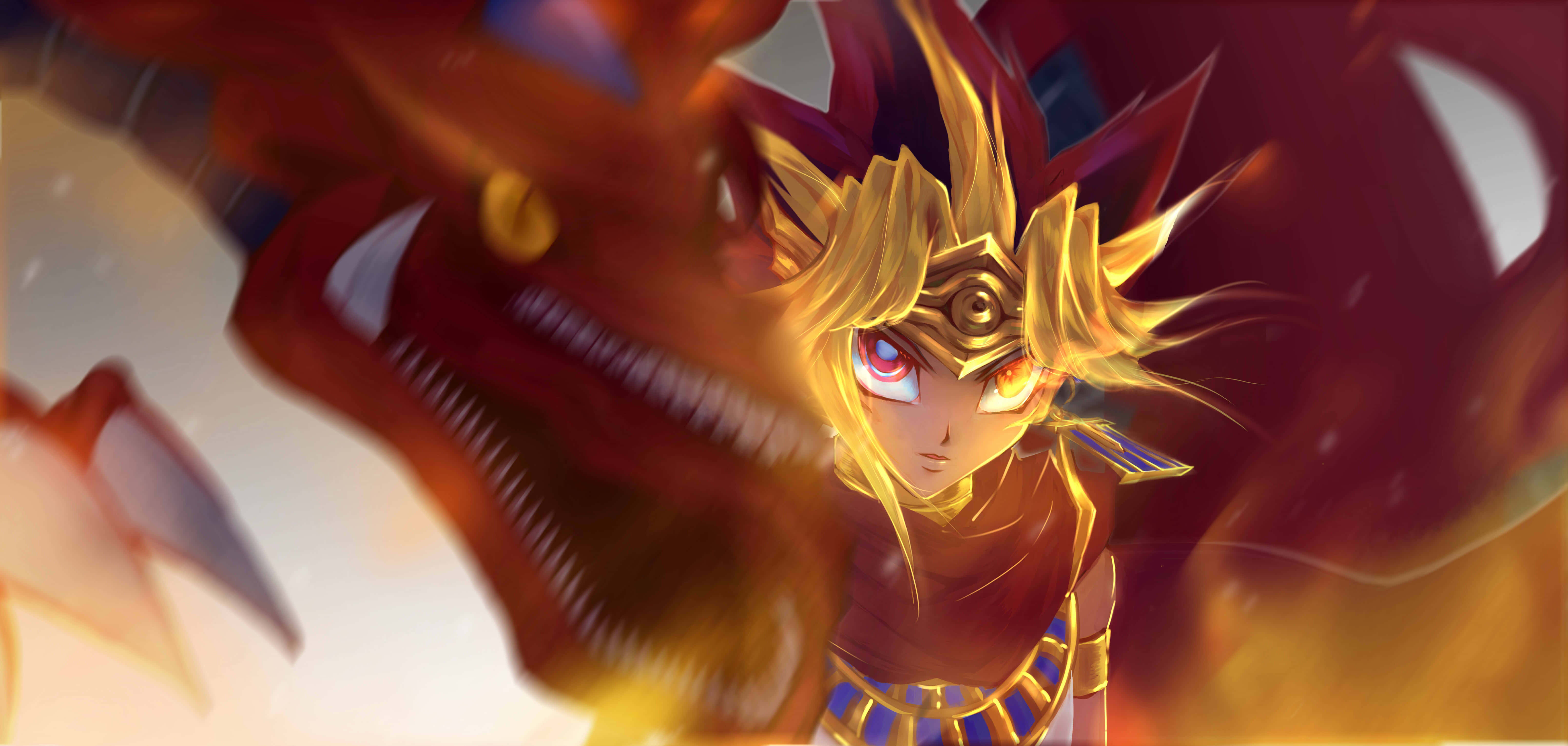 Yami Yugi, golden hair, red eyes, 5K Desktop Wallpaper