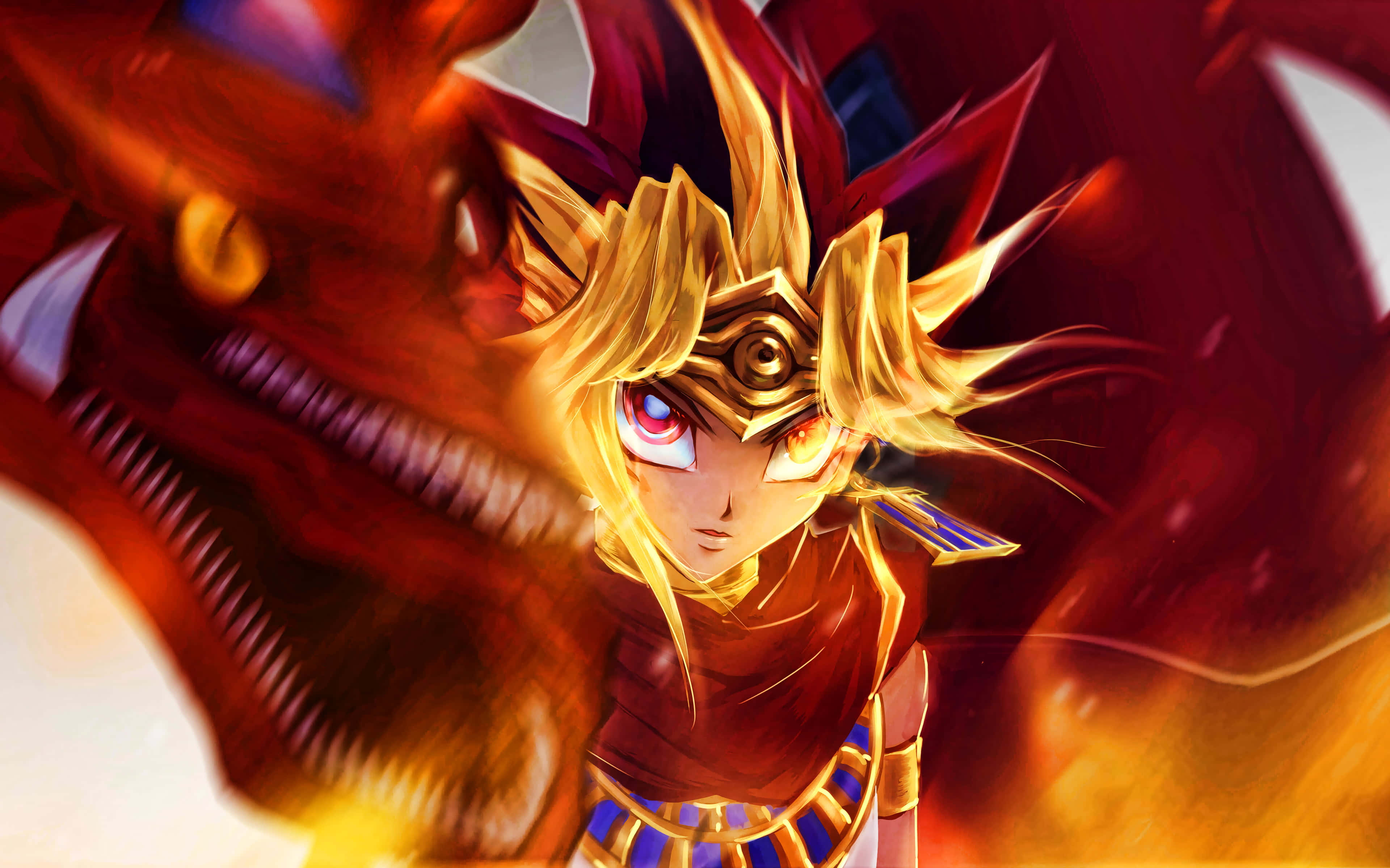 Yami Yugi, golden hair, red eyes, 4K Desktop Wallpaper
