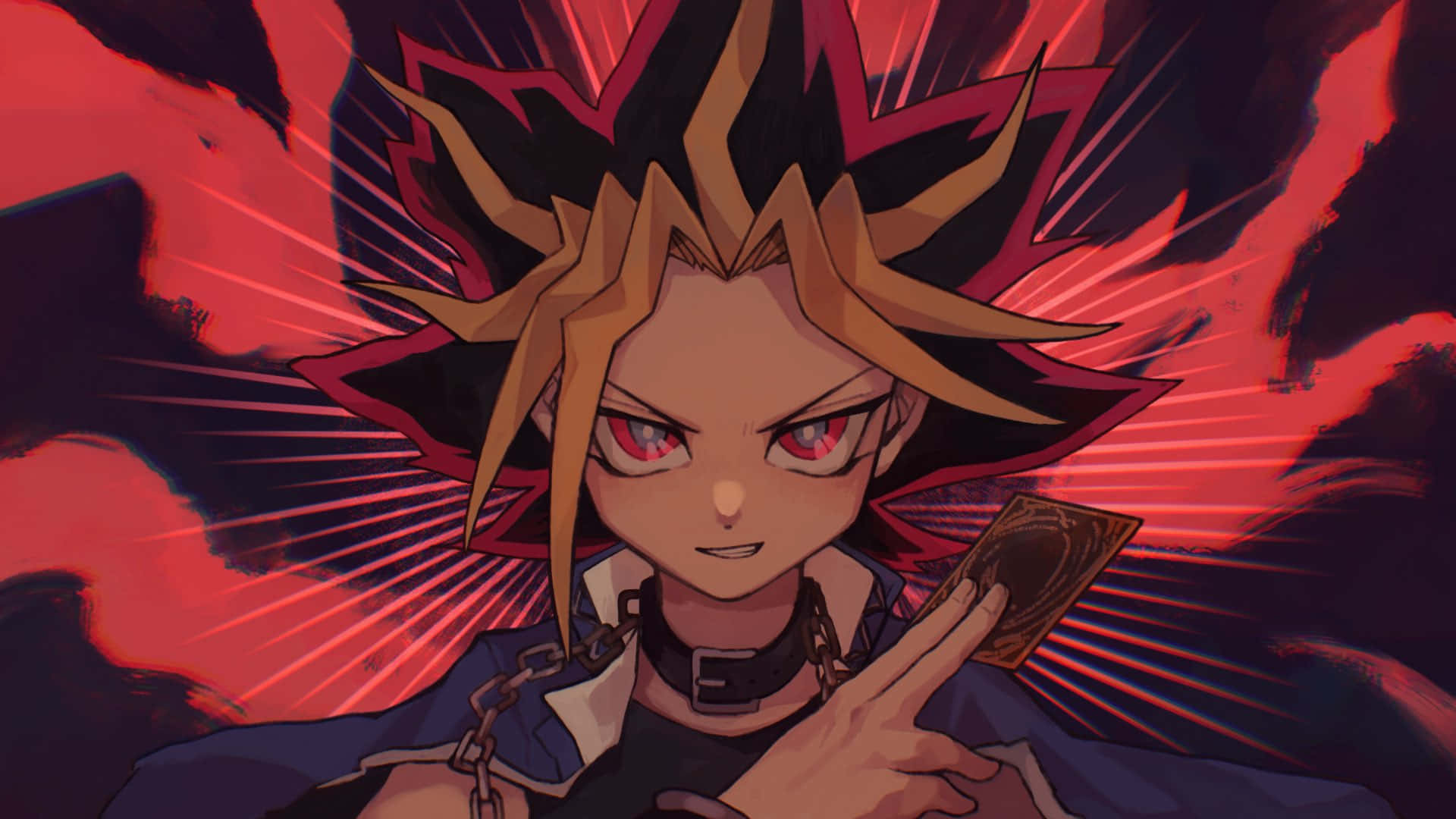 Yami Yugi, spiky blonde hair, red eyes, Full HD Desktop Wallpaper