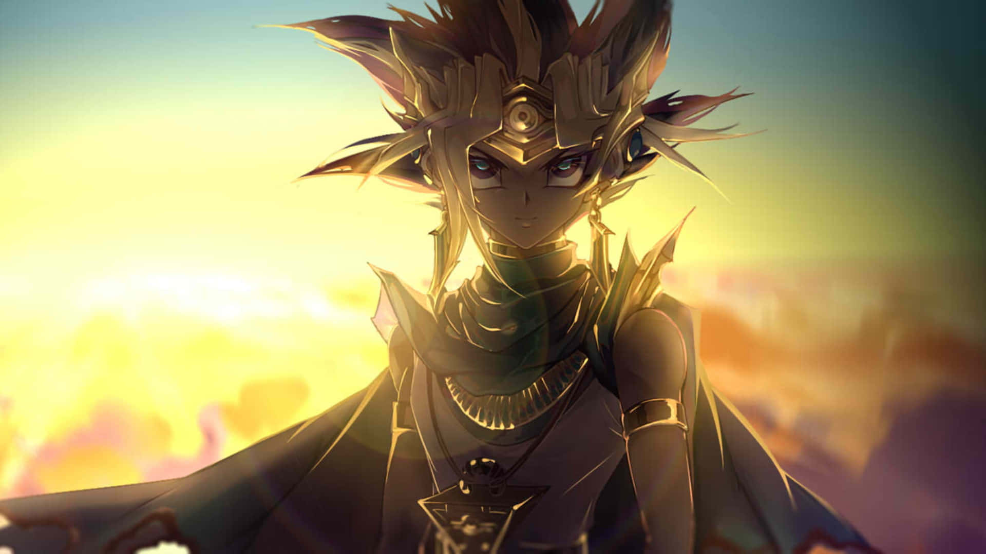 Yami Yugi, golden-armored, spiky hair, Full HD Desktop Wallpaper