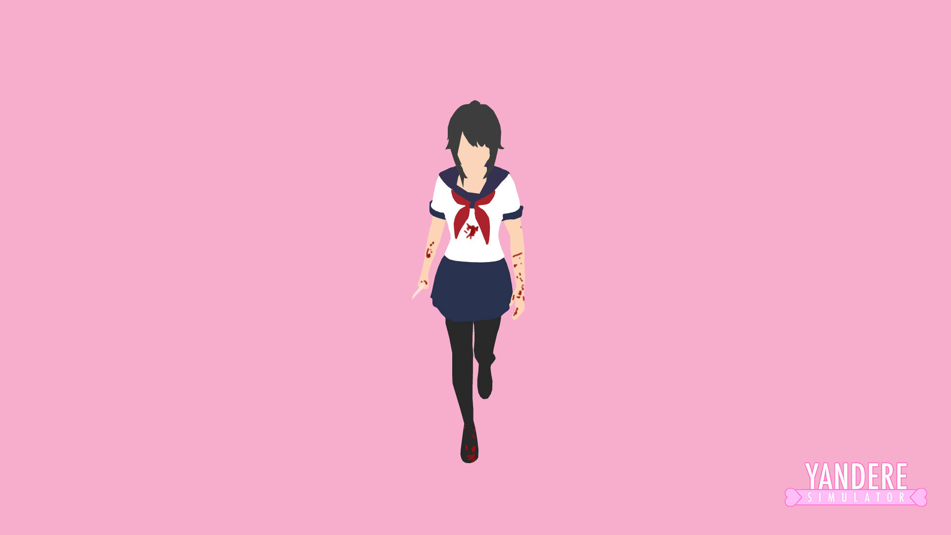 Yandere Simulator, anime girl, blood-stained sailor uniform, Full HD Desktop Wallpaper