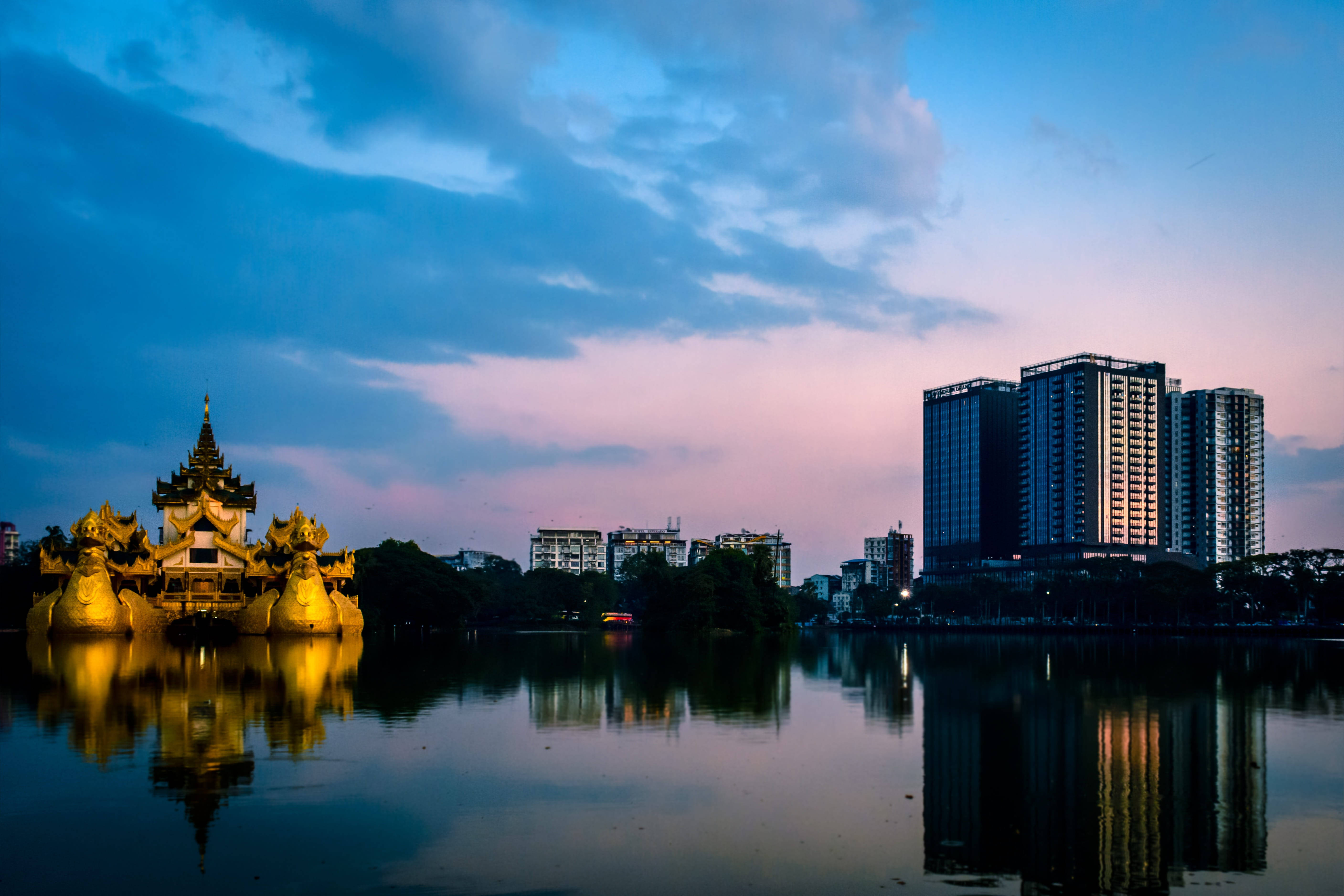 Yangon, skyline, sunset, 5K Desktop Wallpaper