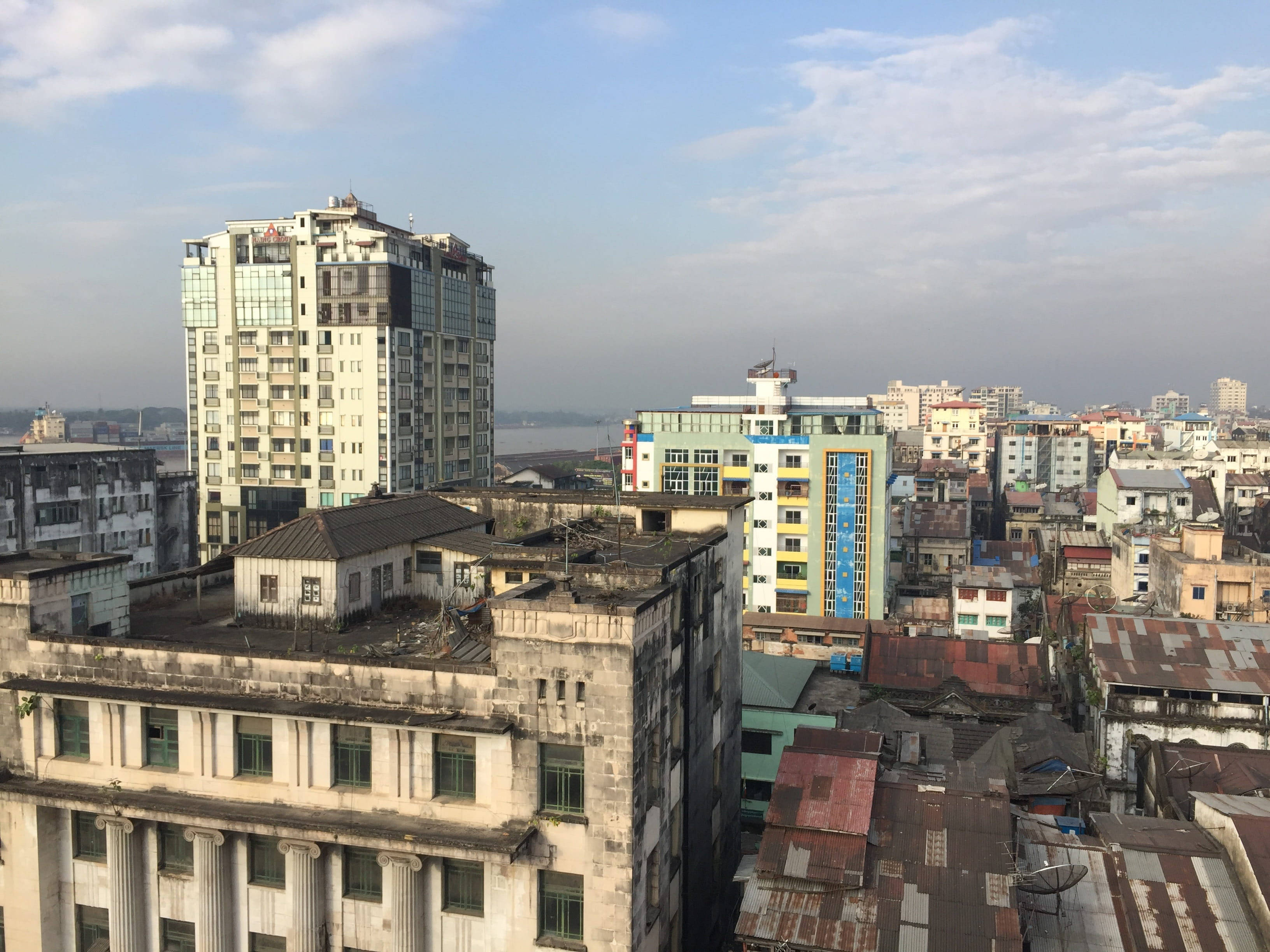 Yangon, city buildings, dense urban skyline, 2K Desktop Wallpaper