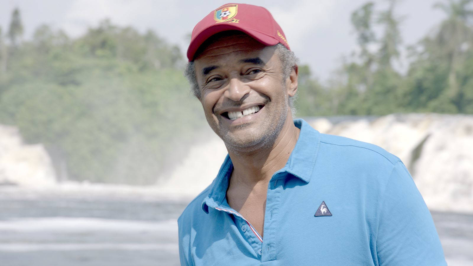 Yannick Noah, red cap, blue polo shirt, HD Desktop Wallpaper