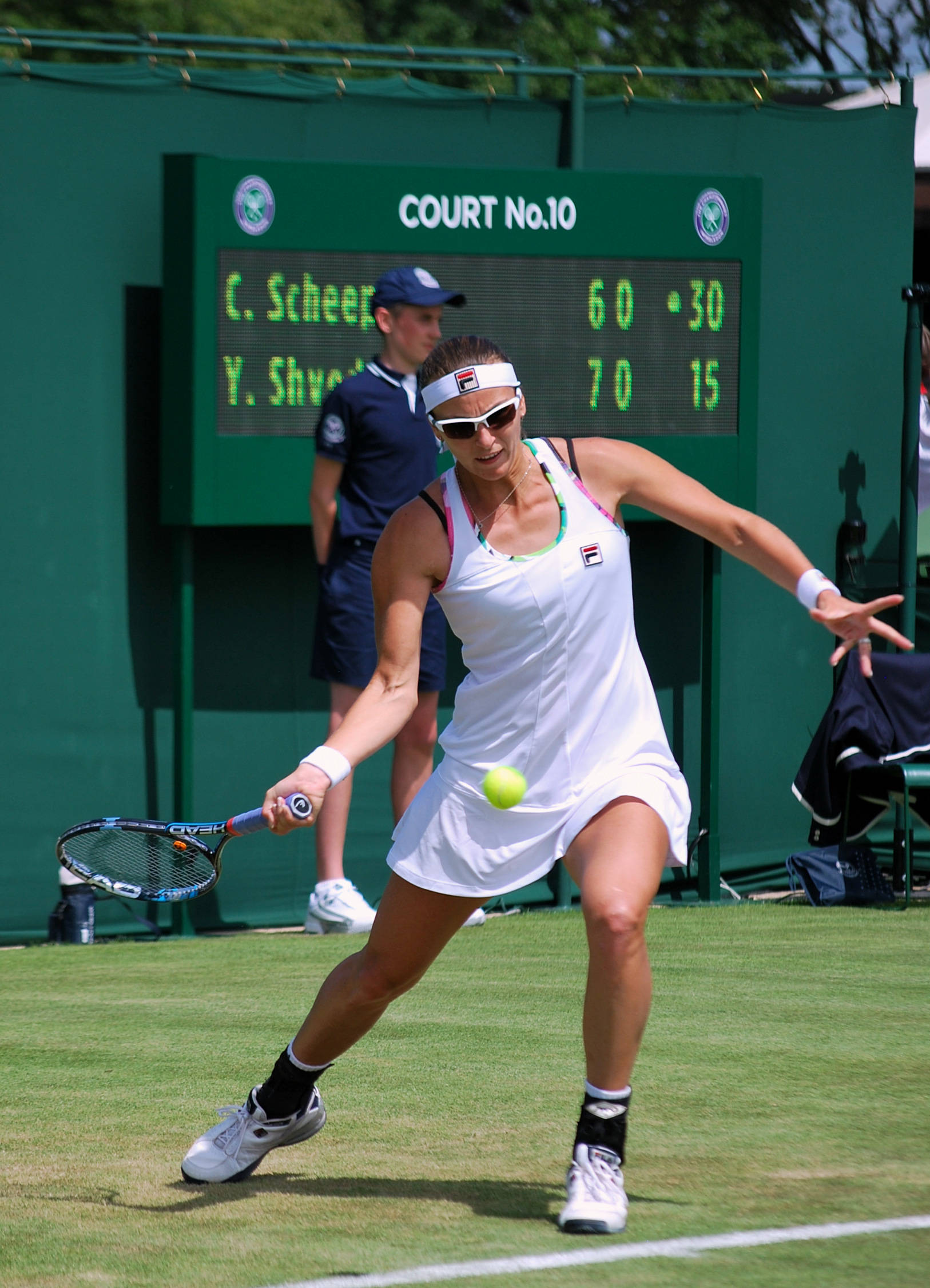 Yaroslava Shvedova, white gear, yellow ball, Full HD Phone Wallpaper