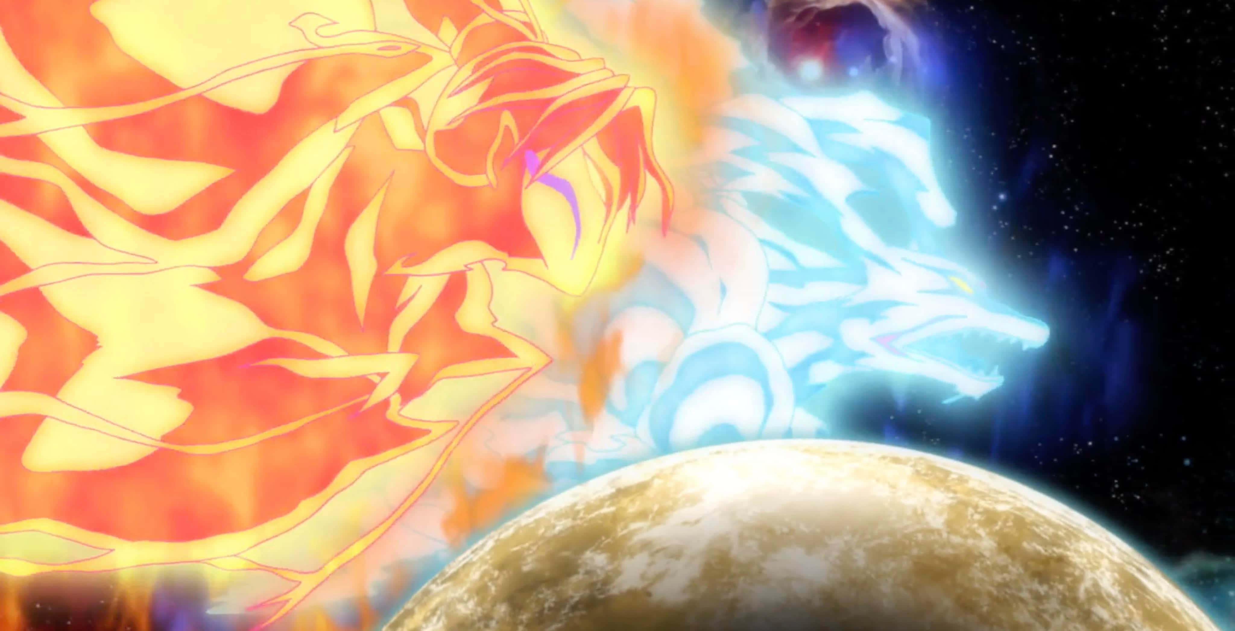 Yashahime, anime dragons, fiery orange, 4K Desktop Wallpaper