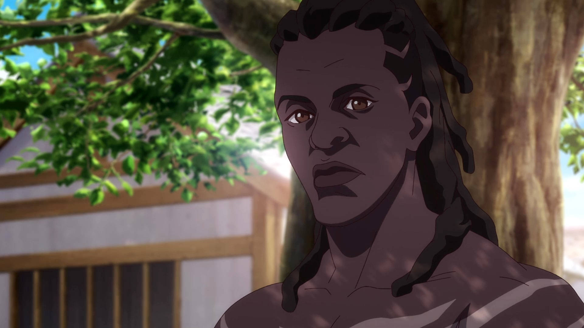 Yasuke, dreadlocks, tree, Full HD Desktop Wallpaper