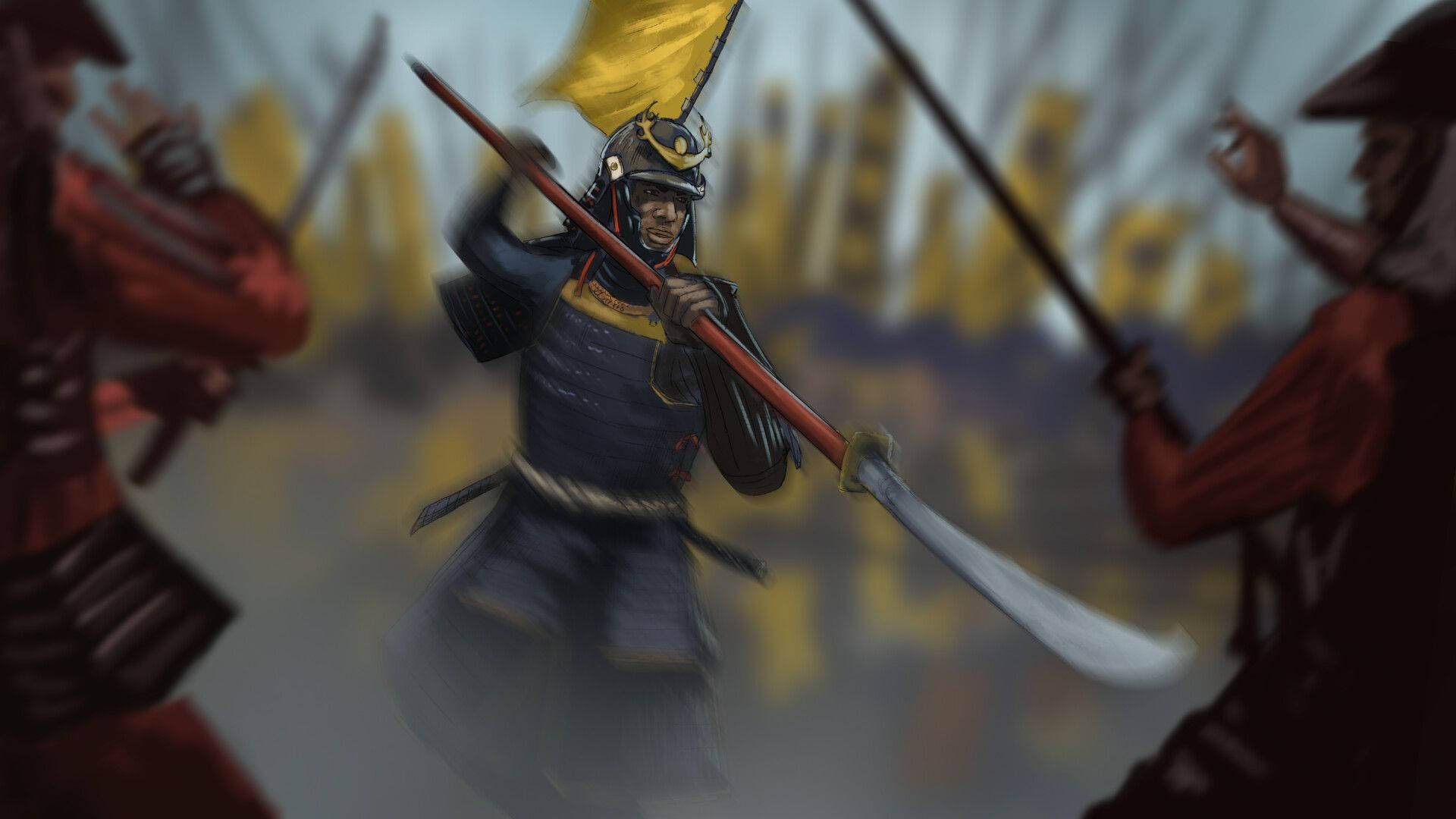 Yasuke, samurai warrior, dark armor, Full HD Desktop Wallpaper