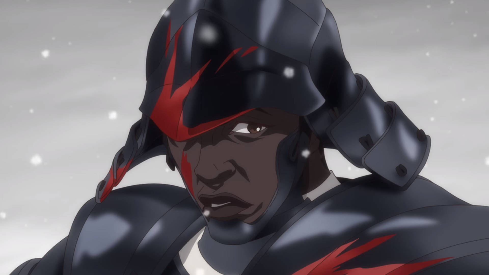 Yasuke, black armor, red lightning accents, Full HD Desktop Wallpaper