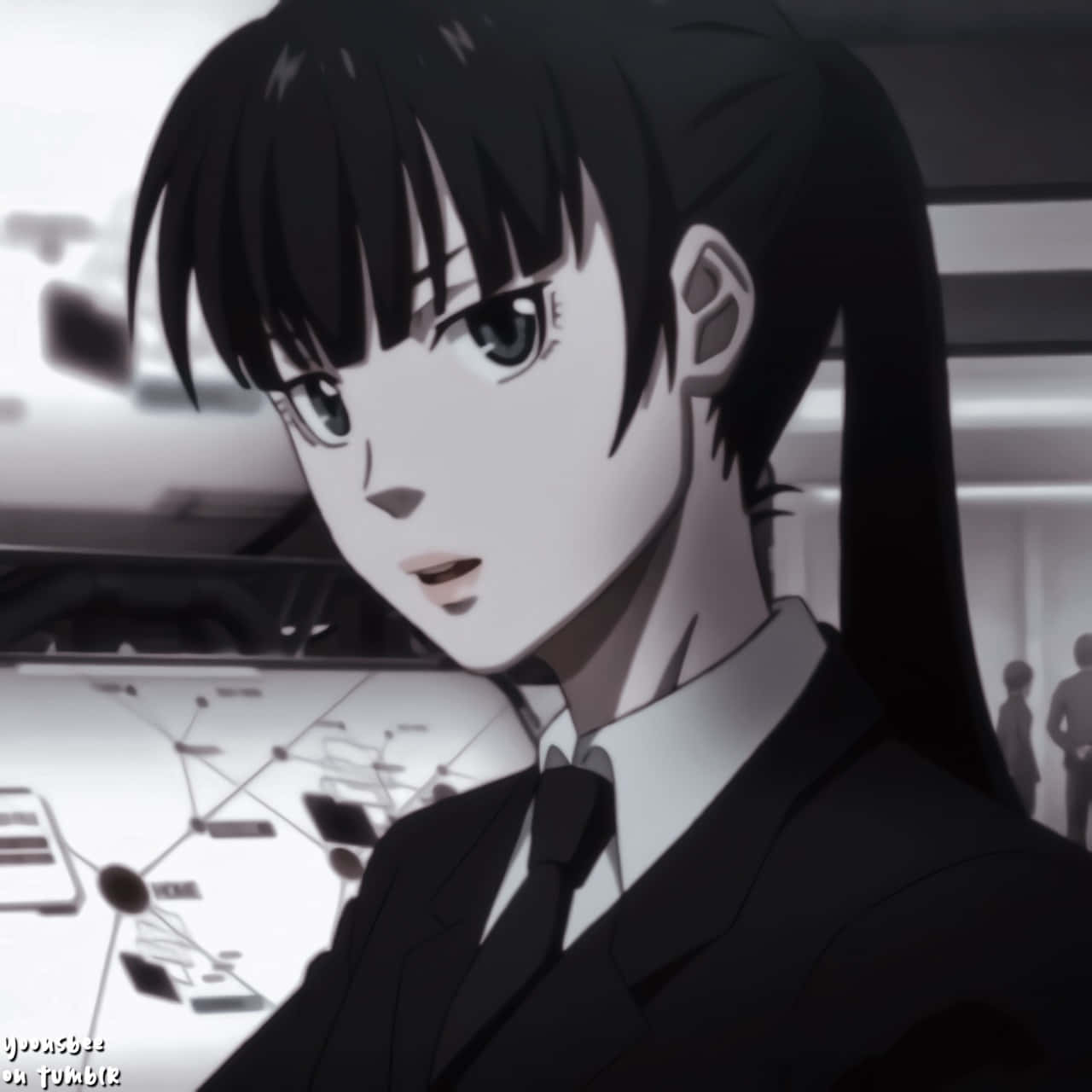 Yayoi Kunizuka, monochrome, suit, HD Desktop Wallpaper