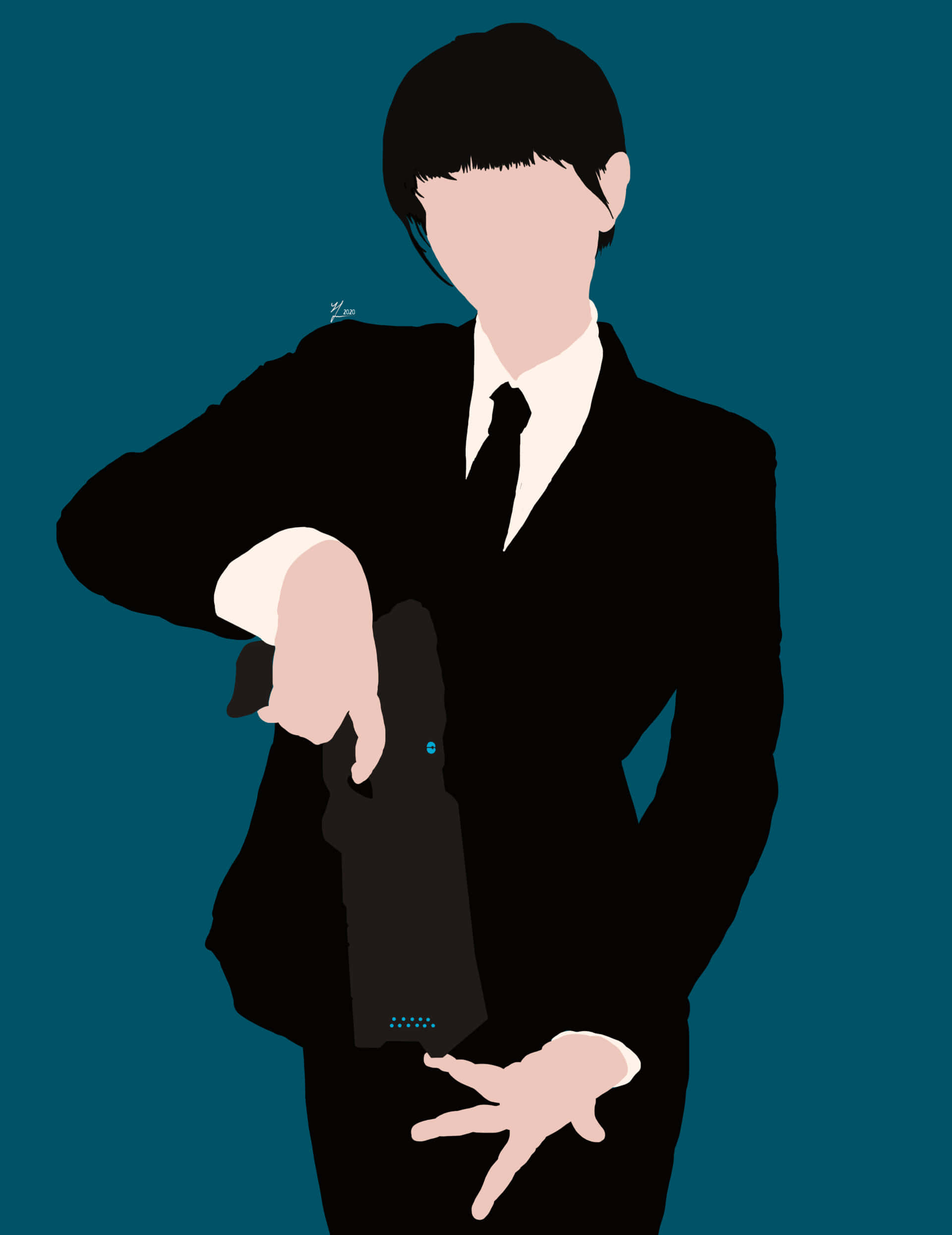 Yayoi Kunizuka, black suit, wristwatch, Full HD Phone Wallpaper