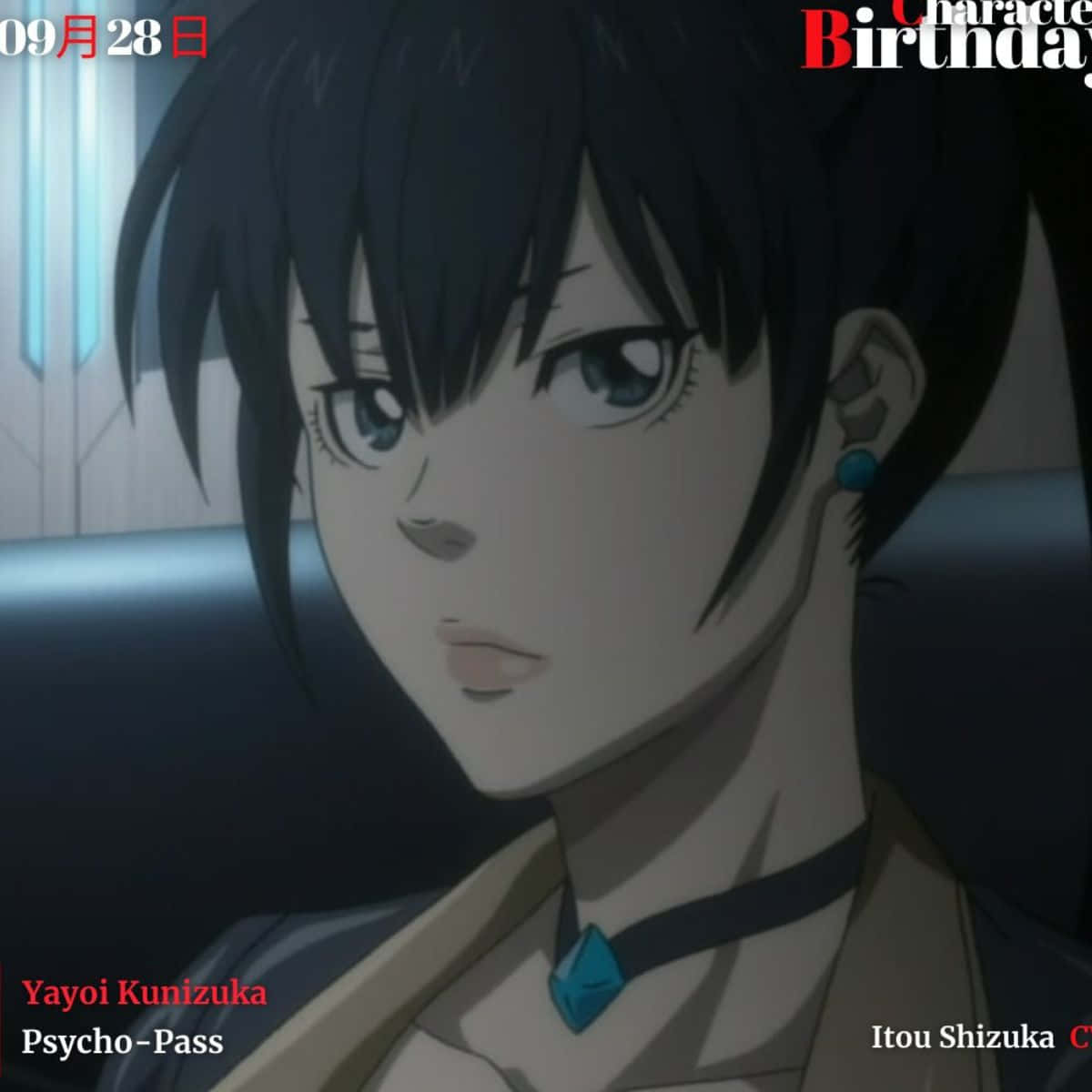 Yayoi Kunizuka, short black hair, blue eyes, SD Desktop Wallpaper