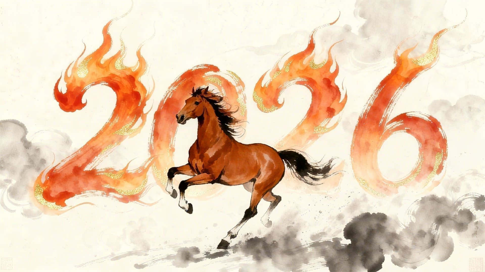 Year Of The Horse 2014, 2026, fiery orange, Full HD Desktop Wallpaper