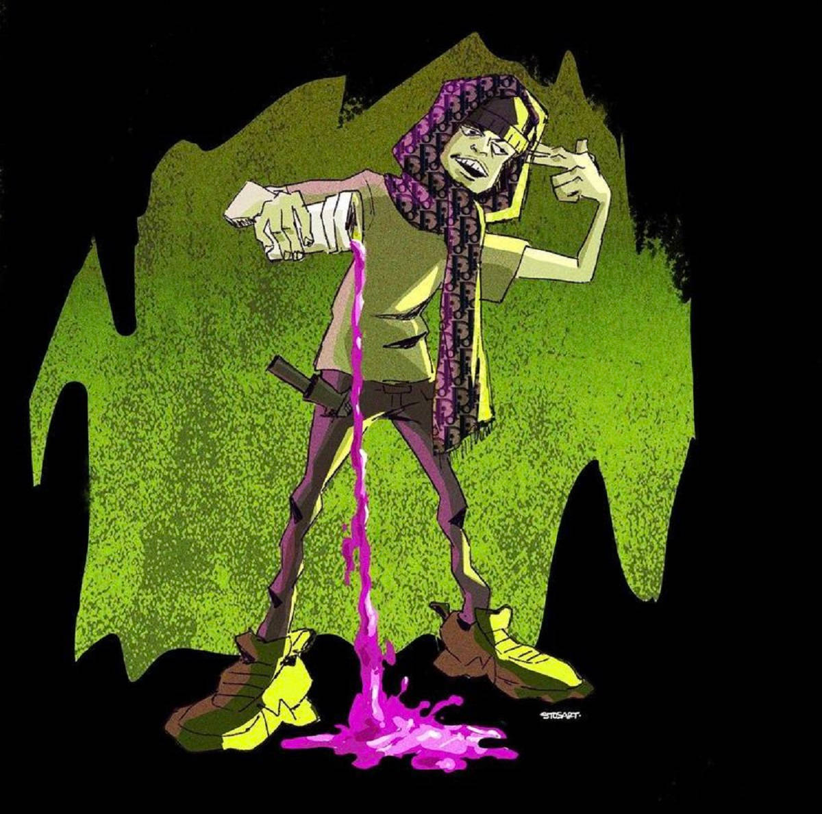 Yeat, hoodie, glowing pink liquid, SD Desktop Wallpaper