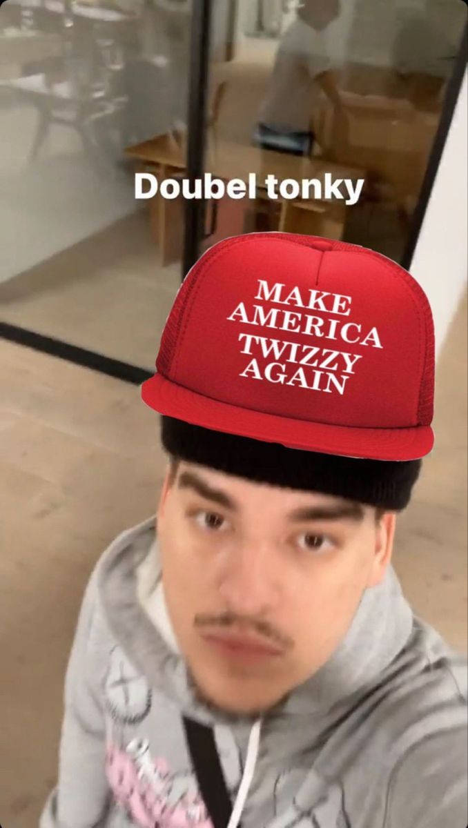 Yeat, red trucker hat, white text, SD Phone Wallpaper