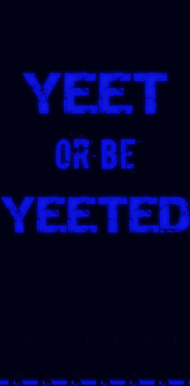 YEET OR BE YEETED, blue glitchy text, black background, HD Phone Wallpaper