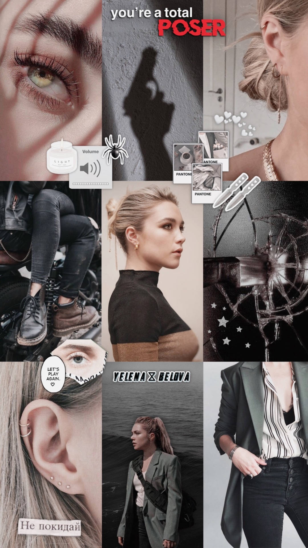 Yelena Belova, mood board, fashion, Full HD Phone Wallpaper