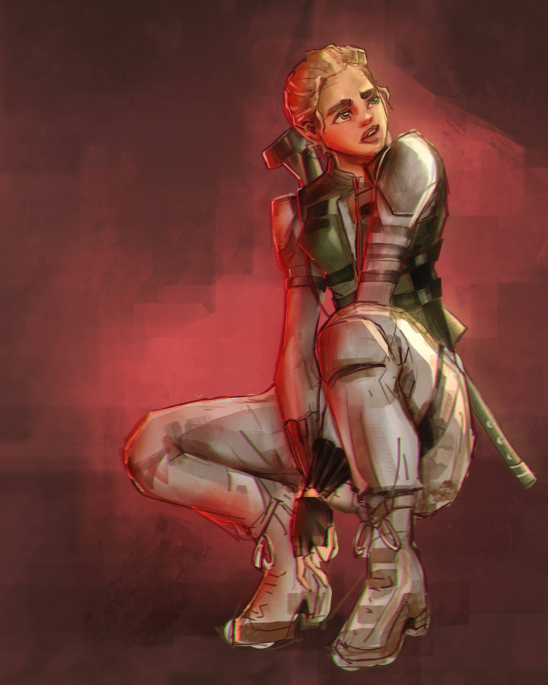 Yelena Belova, tactical gear, deep red background, HD Phone Wallpaper