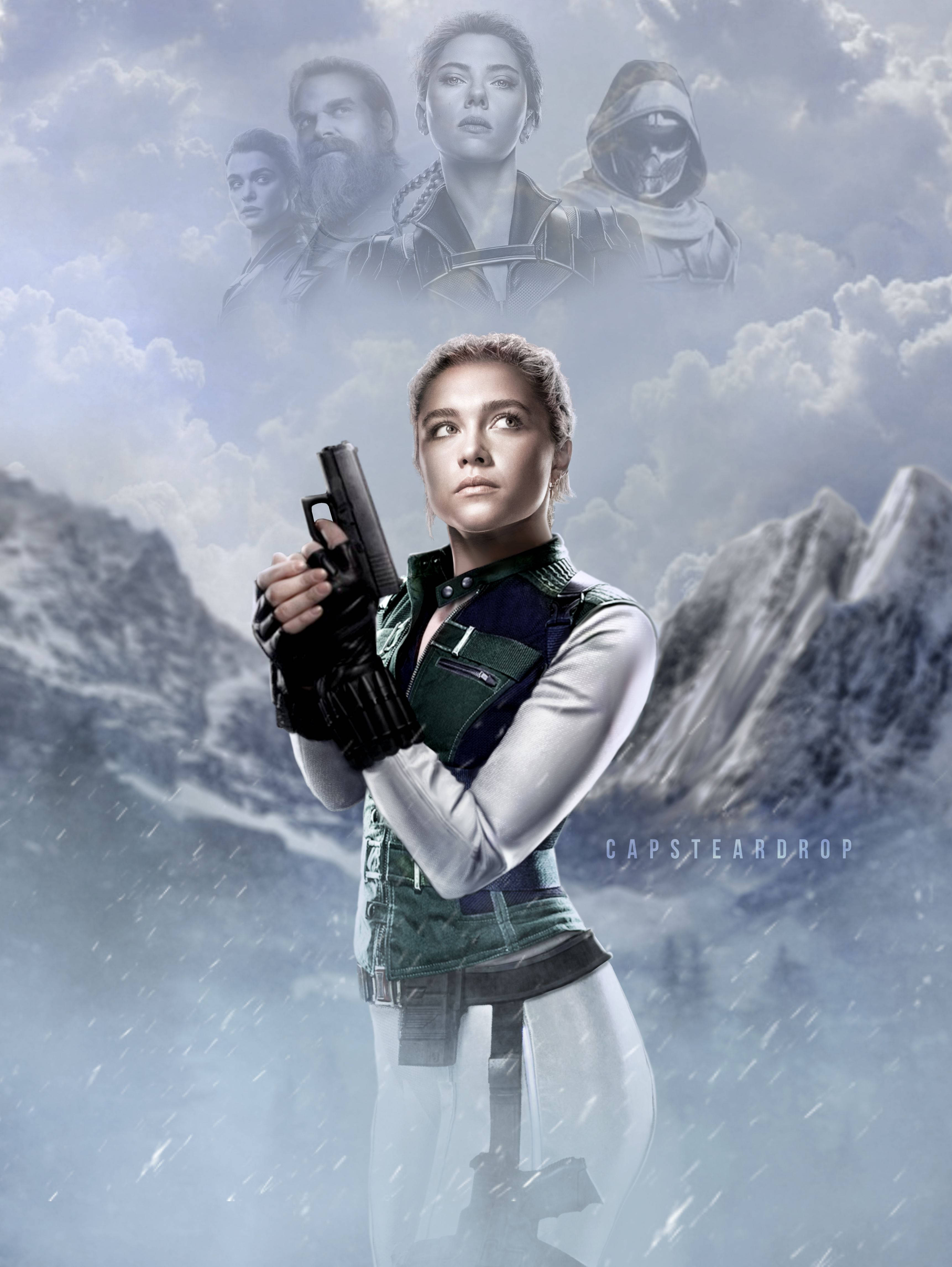 Yelena Belova, tactical gear, pistol, 4K Phone Wallpaper