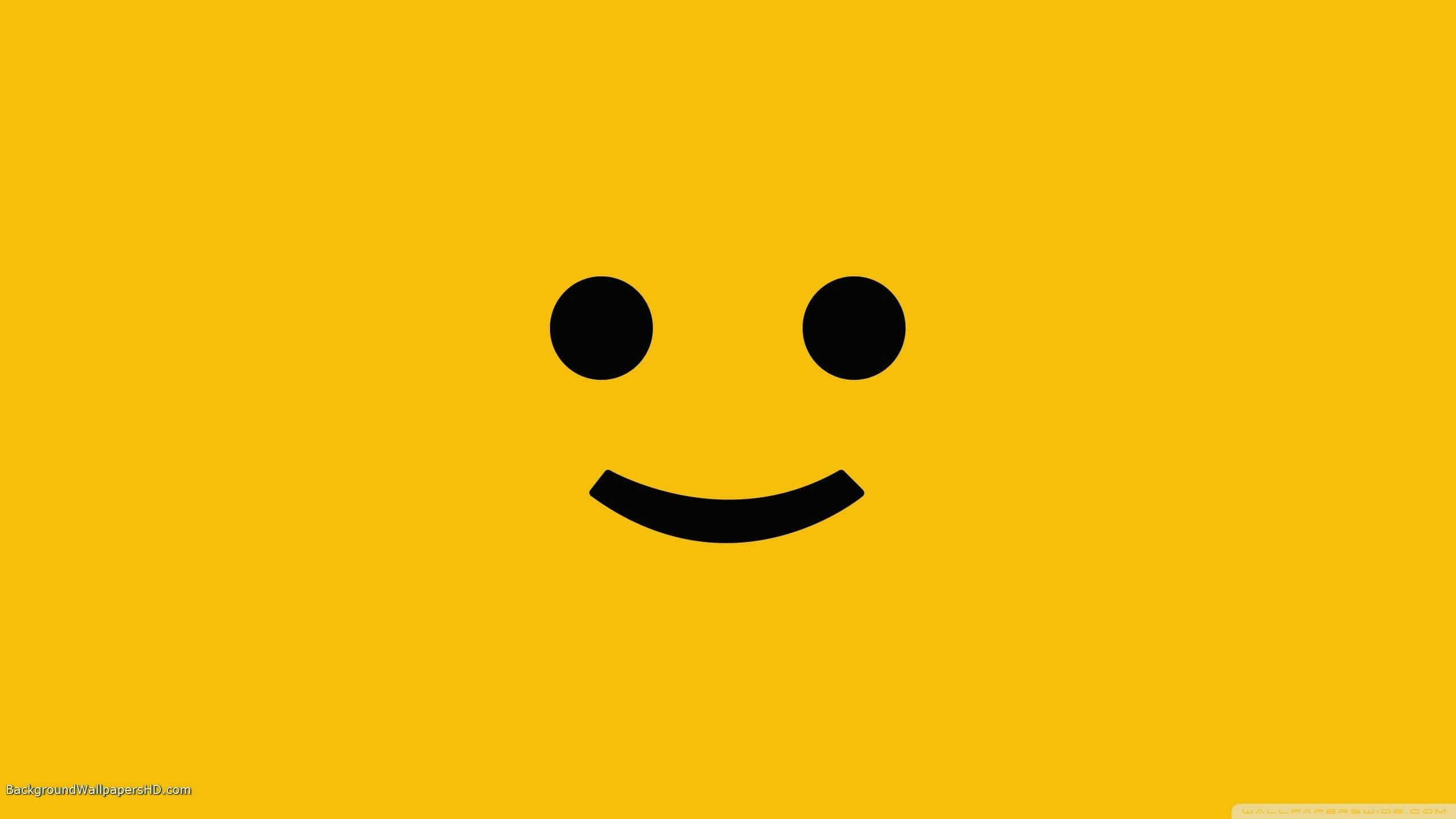 black smiley face, two dots for eyes, curved mouth, 2K Desktop Wallpaper
