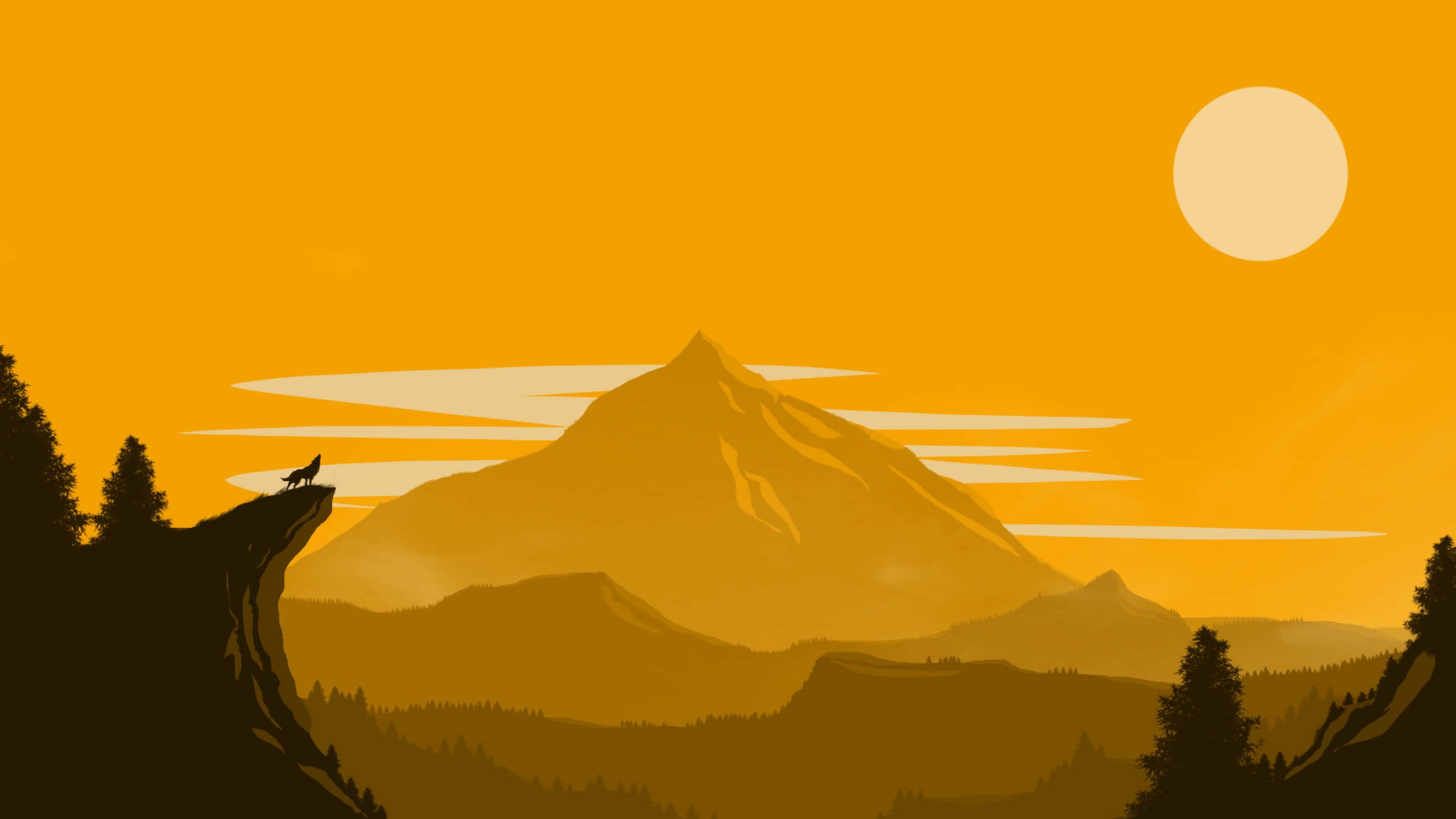 yellow 2560 x 1440, golden sunset, cliff, 2K Desktop Wallpaper