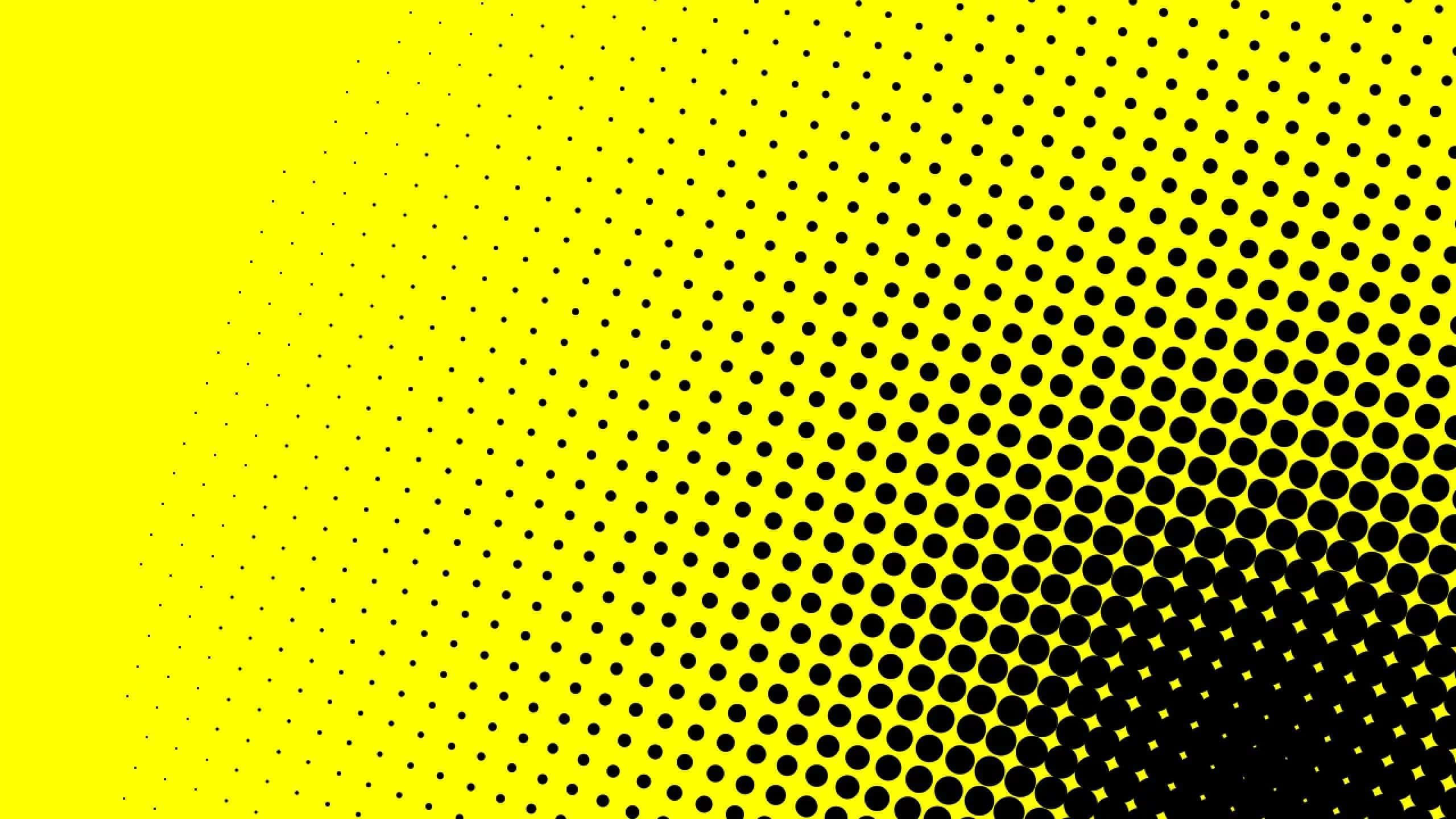 yellow, 2560 x 1440, black halftone dots, 2K Desktop Wallpaper
