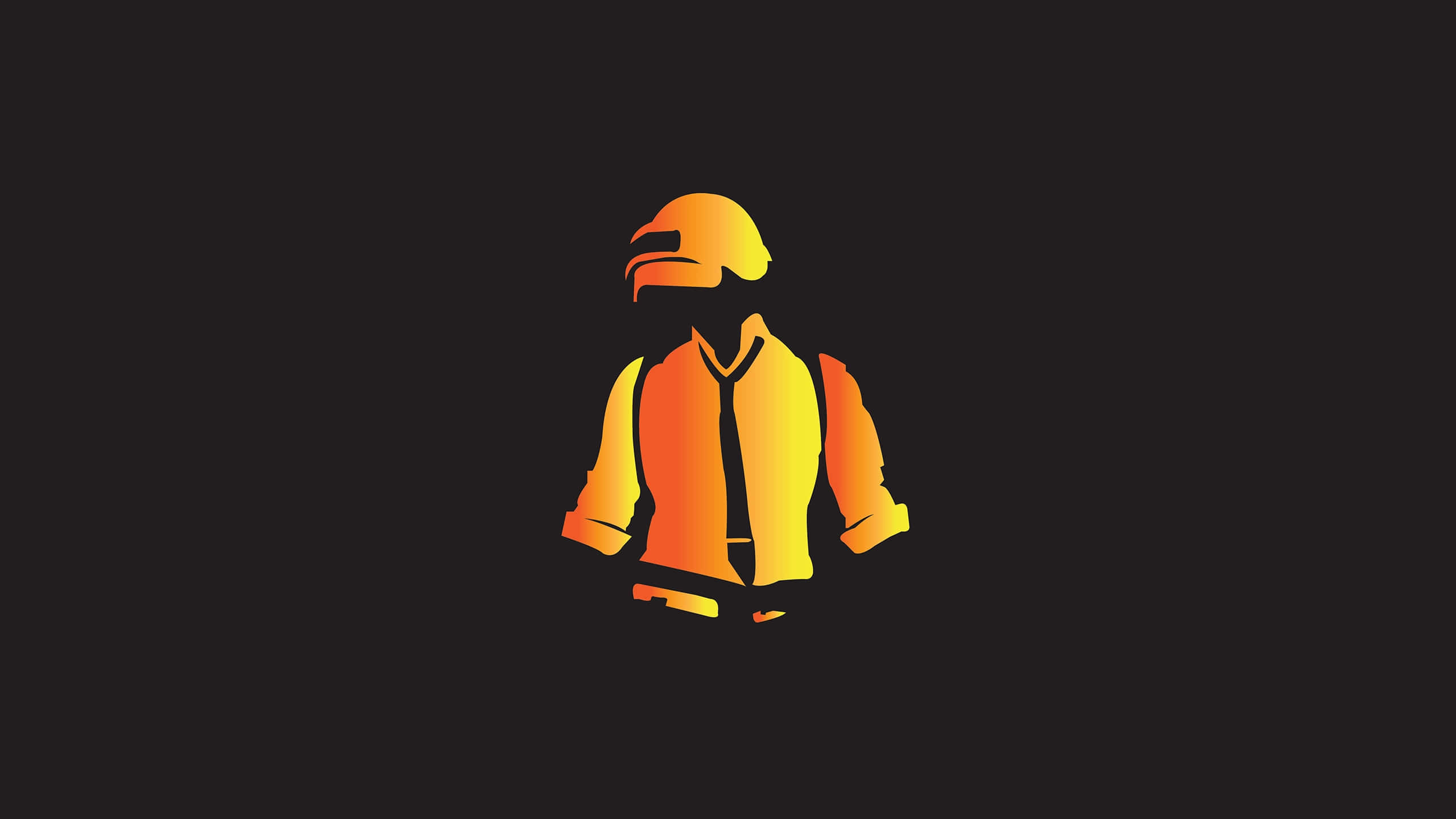 Yellow 2560 X 1440, fiery orange and yellow gradients, silhouette of a person, 2K Desktop Wallpaper