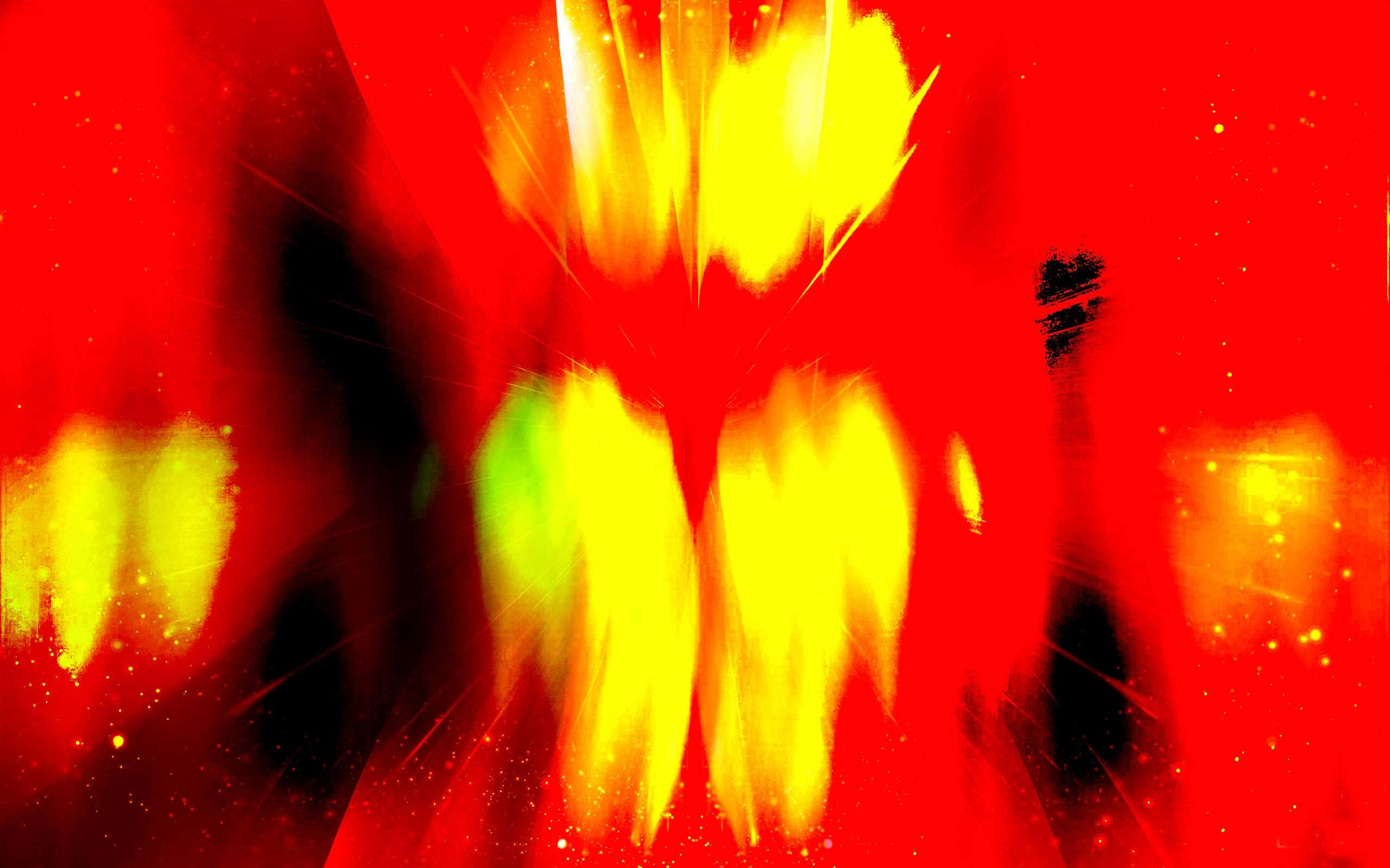 Vibrant Yellow Abstract Art, red yellow and black, glowing streaks, 2K Desktop Wallpaper