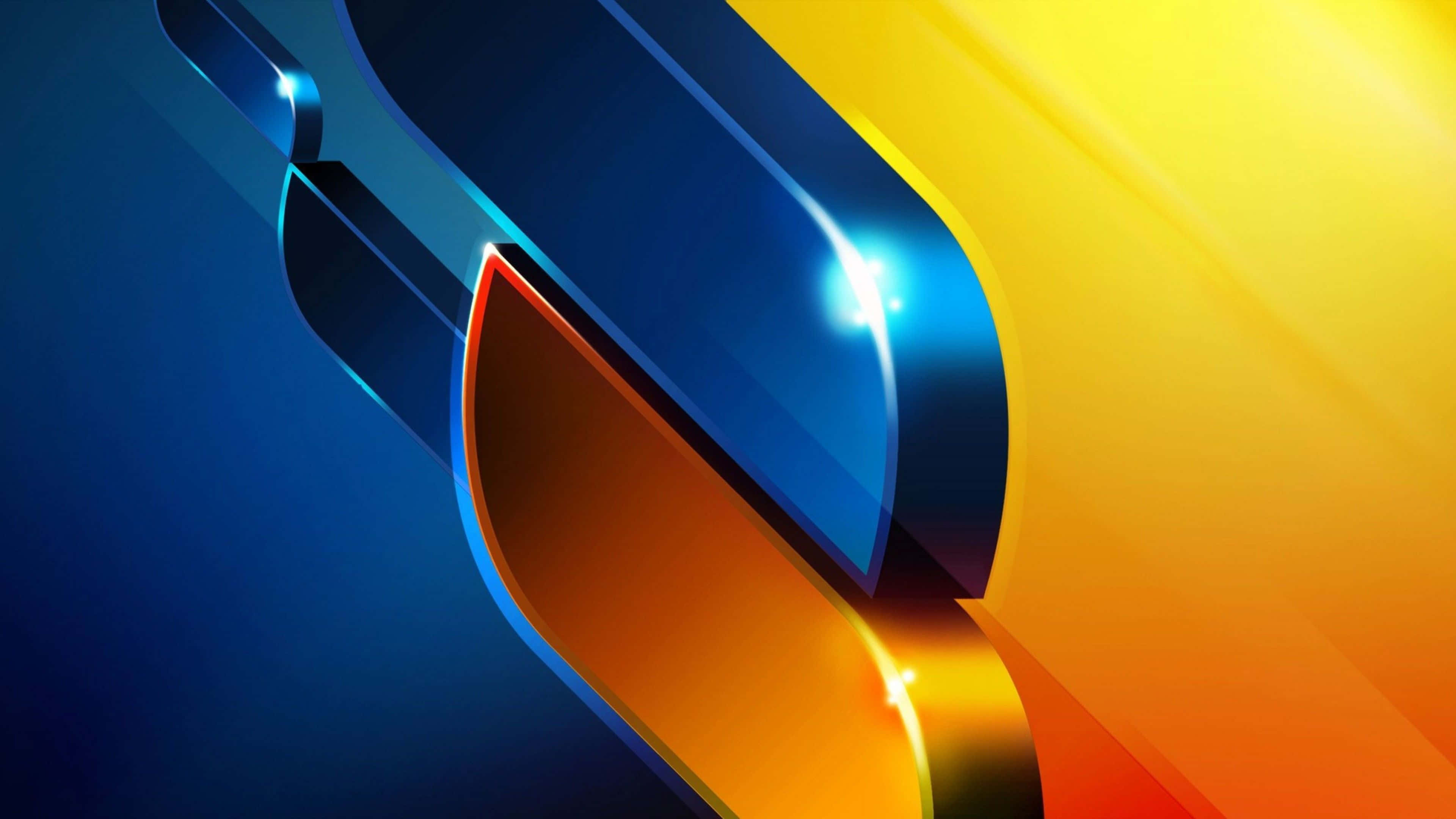 yellow abstract, blue, gold, 4K Desktop Wallpaper
