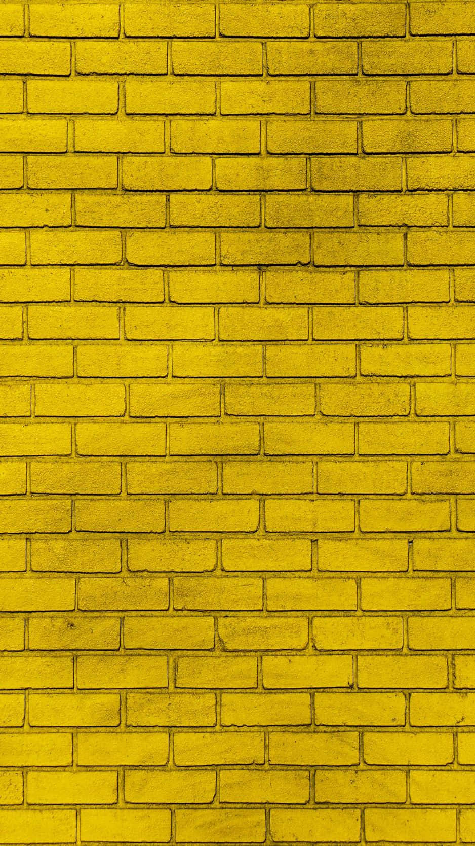 yellow painting, vibrant yellow brick wall, textured mortar lines, HD Phone Wallpaper