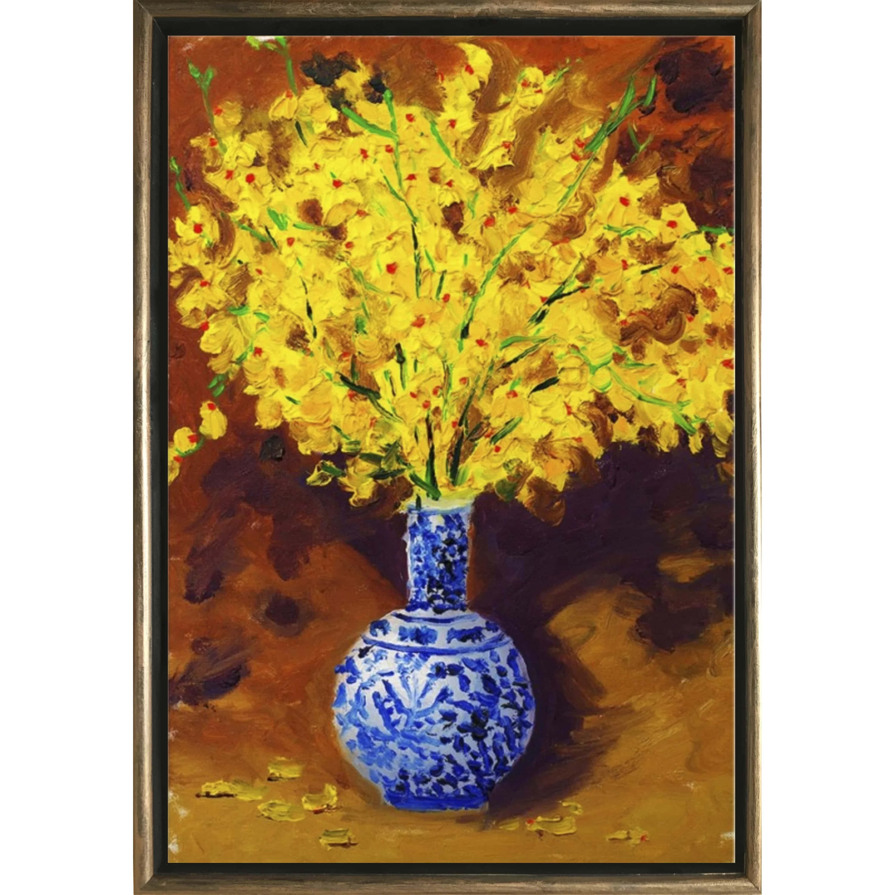 yellow art 3000 x 3000 wallpaper, Mesmerizing Yellow Abstract Art, blue and white patterned vase, 2K Desktop Wallpaper