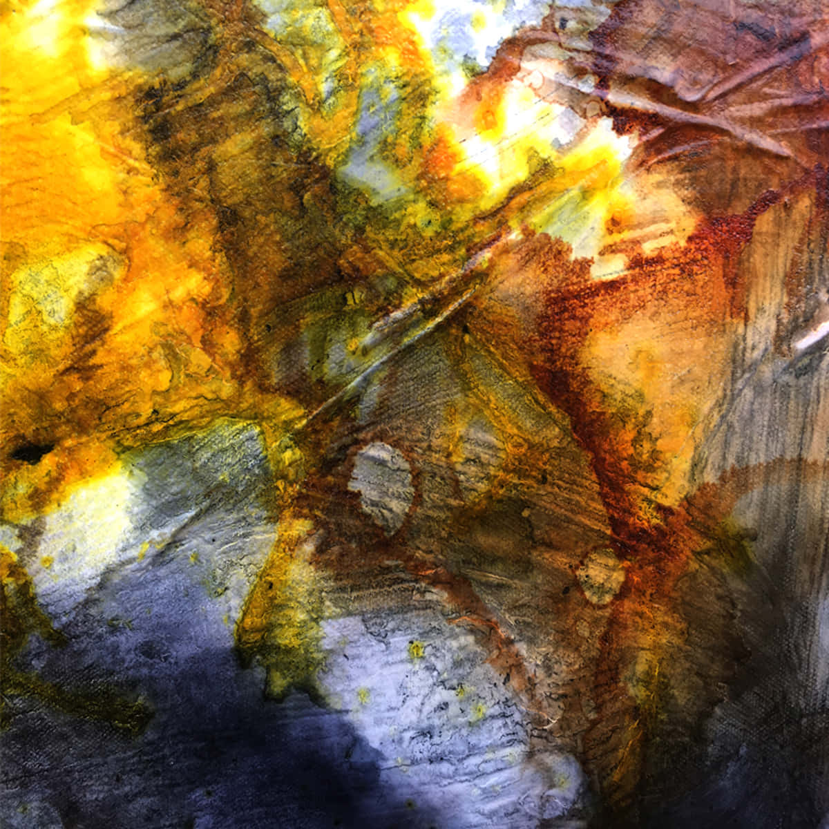 Abstract Yellow Art Explosion, swirling yellows, oranges, SD Desktop Wallpaper