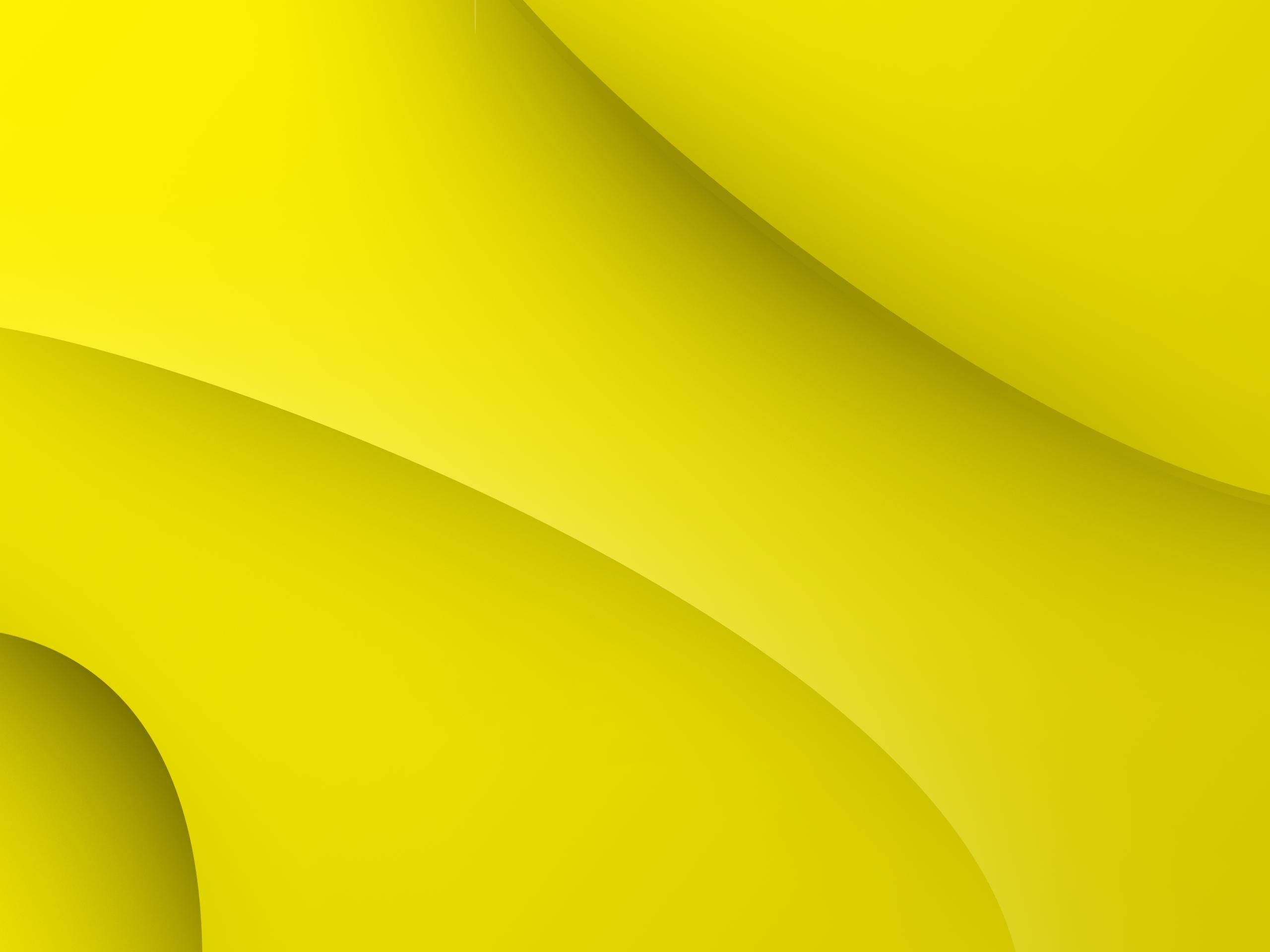Plain Yellow Abstract Art Desktop, vibrant yellow, abstract waves, 2K Desktop Wallpaper