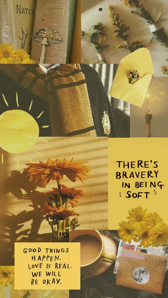 yellow aesthetic collage, golden, sunsets, SD Phone Wallpaper