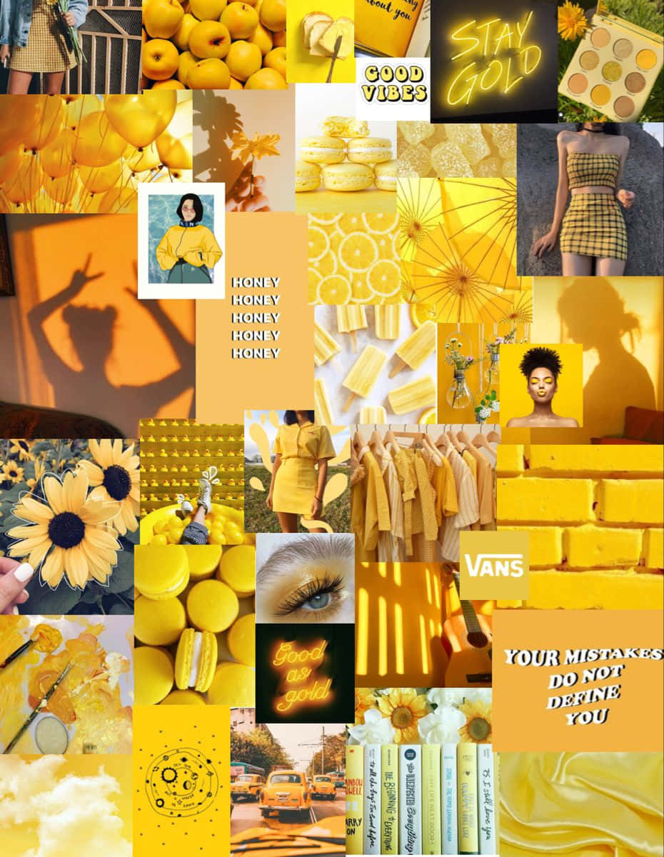 yellow aesthetic collage, sunflowers, apples, SD Phone Wallpaper