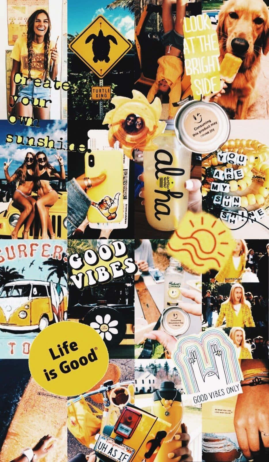 yellow aesthetic collage, smiling people, dogs, HD Phone Wallpaper
