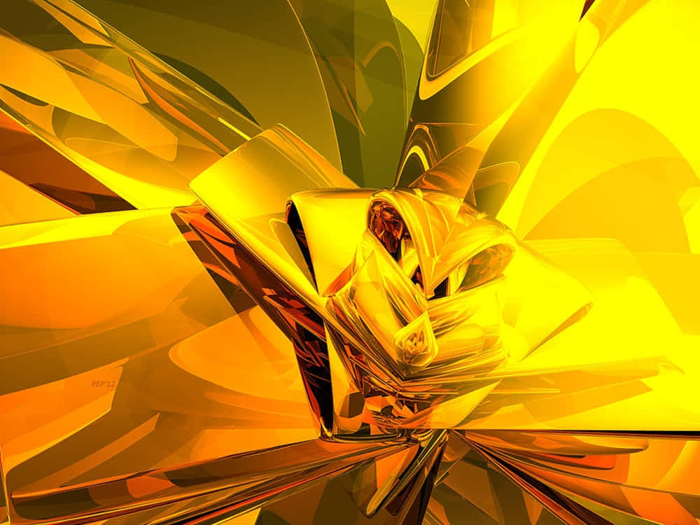 Abstract Yellow Art Background, radiant abstract sculpture, flowing golden metal shards, SD Desktop Wallpaper
