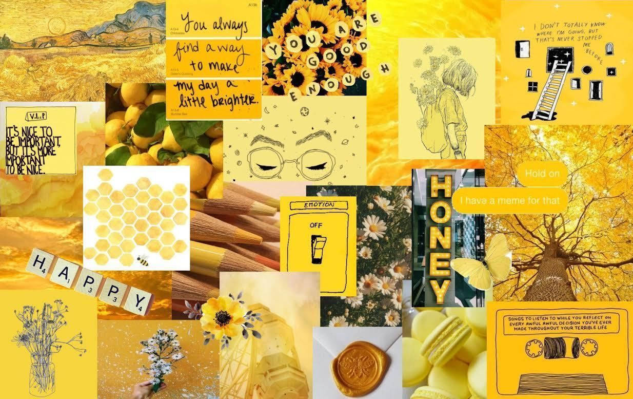 yellow aesthetic computer, vibrant yellow, sunflowers, SD Desktop Wallpaper